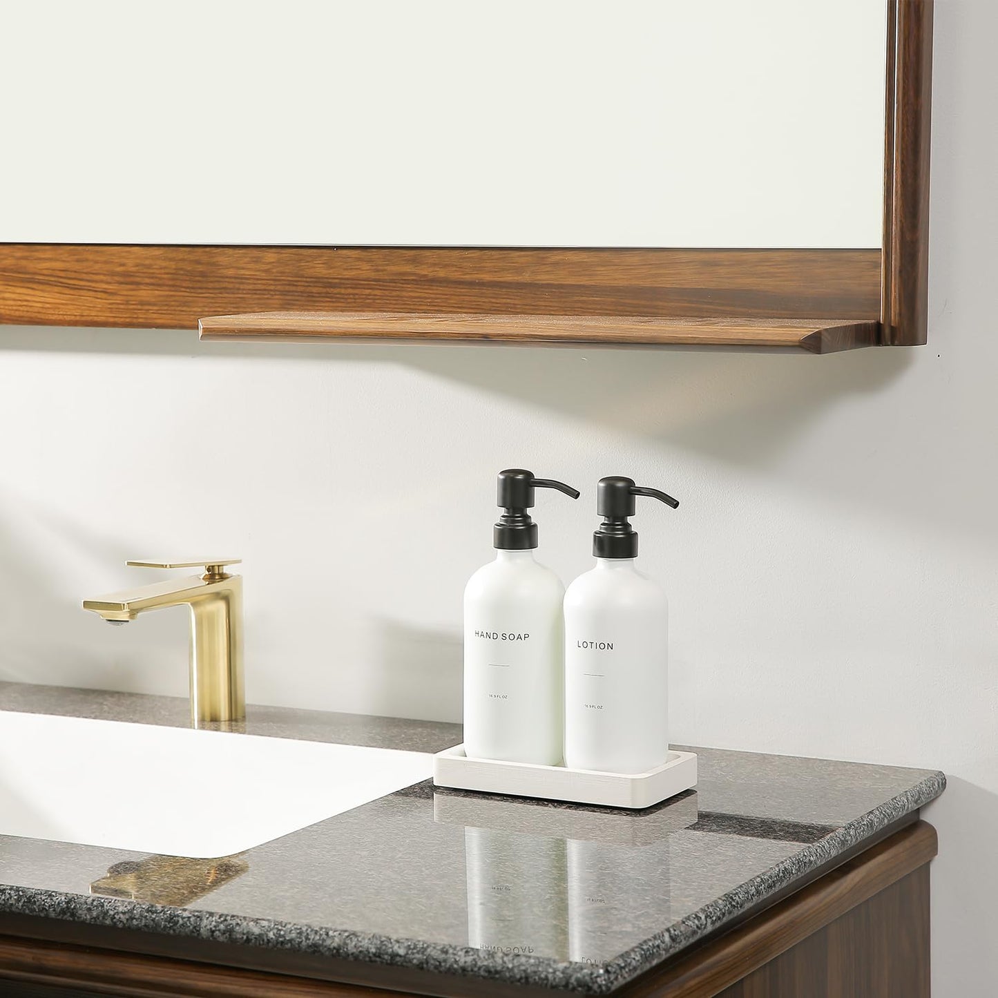 Prus Waso White Soap Dispenser Set, Contains Hand and Lotion Dispenser with Pump. Perfect for Guest Bathroom Decor. (White)