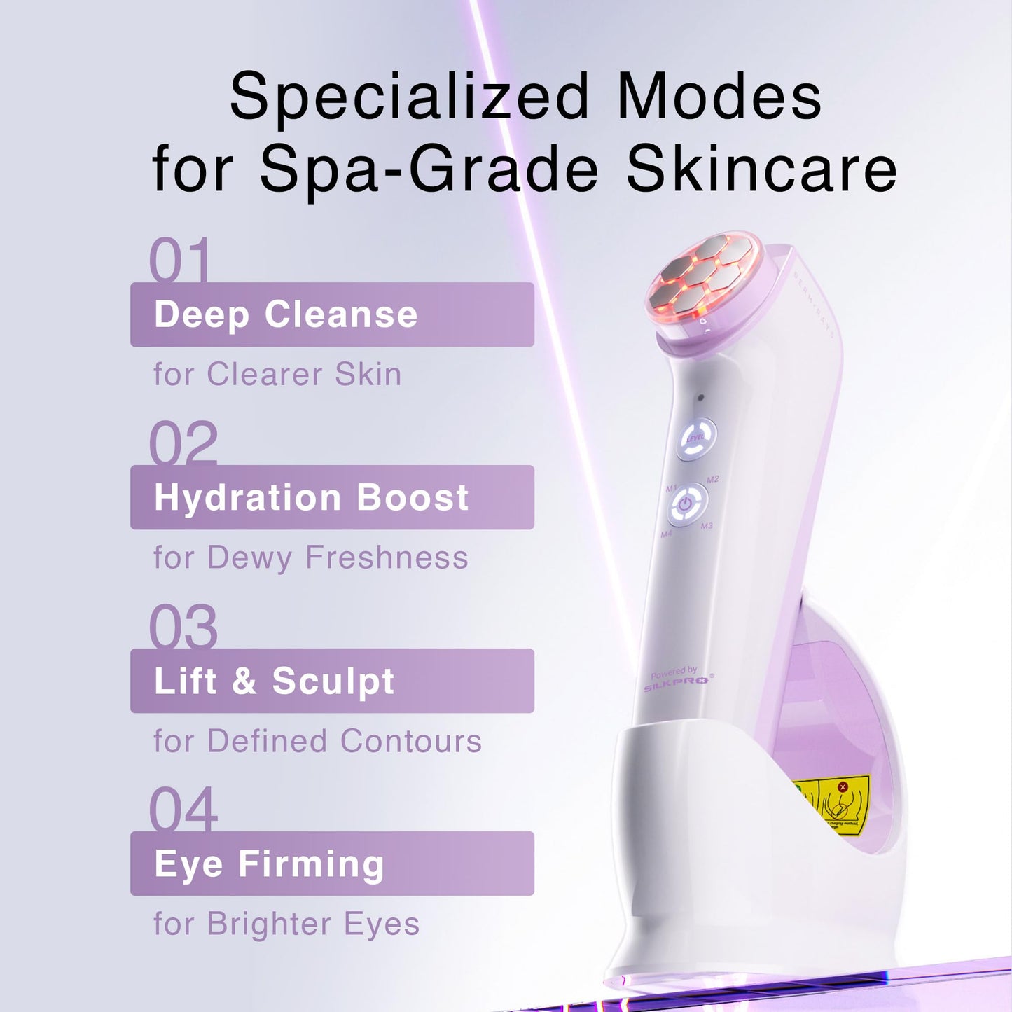 DermRays Multi-Functional Microcurrent Device with 650nm Red Light, 4-in-1 Facial Toning Tool with Multi-Leading Tech for a Visibly Radiant & Youthful Appearance