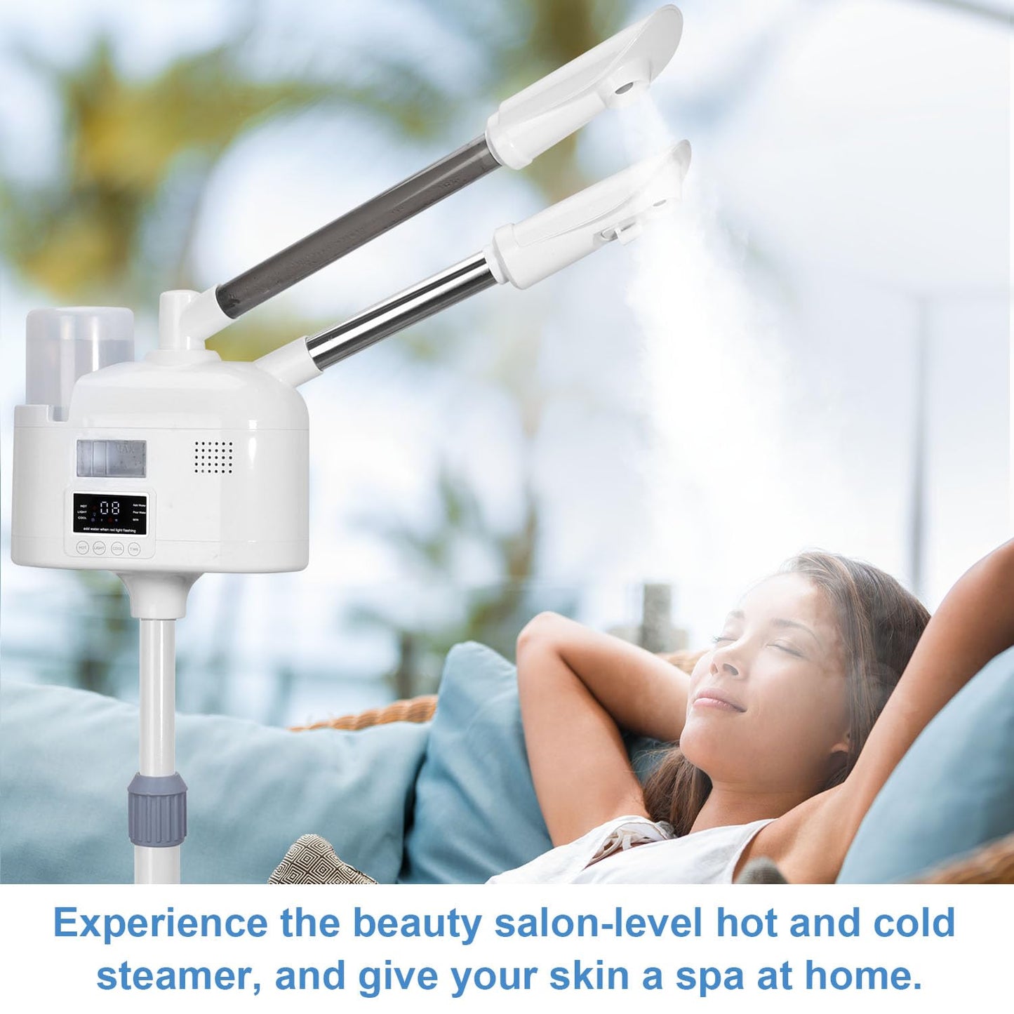 2 in 1 Facial Steamer Upgrade PTC Heating, Professional Face Steamer, Esthetician Steamer with Hot & Cold Mist Steamer for Home Beauty Salon Spa (2 in 1)