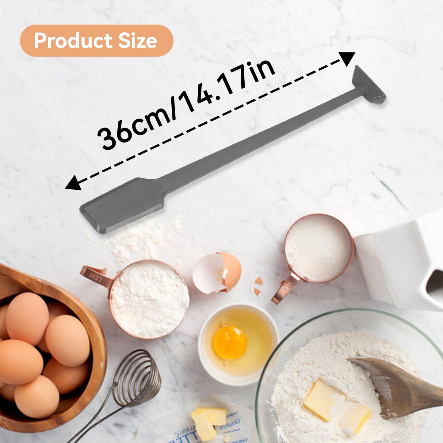 Silicone Jar Spatula, 36cm Long Handle Food Scraper for Jars, Smoothies, Blenders, Kitchen Stirring Mixing Scraper Dual-End Narrow Silicone Spatula