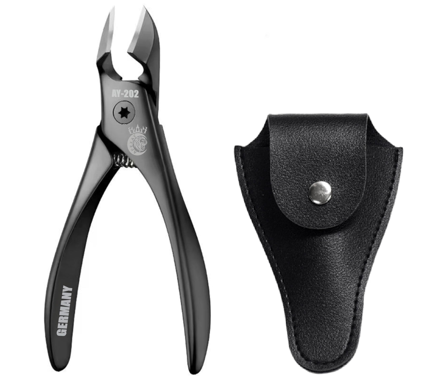 Germany - Apexay Cuticle Nippers -Stainless Steel Cuticle Clippers with Built-in spring Design, Ultra-Sharp Precision Blades for Manicure, Pedicure & Dead Skin Removal (Black)