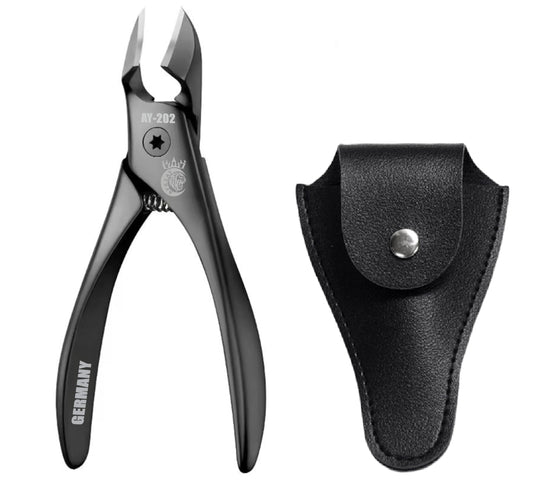 Germany - Apexay Cuticle Nippers -Stainless Steel Cuticle Clippers with Built-in spring Design, Ultra-Sharp Precision Blades for Manicure, Pedicure & Dead Skin Removal (Black)