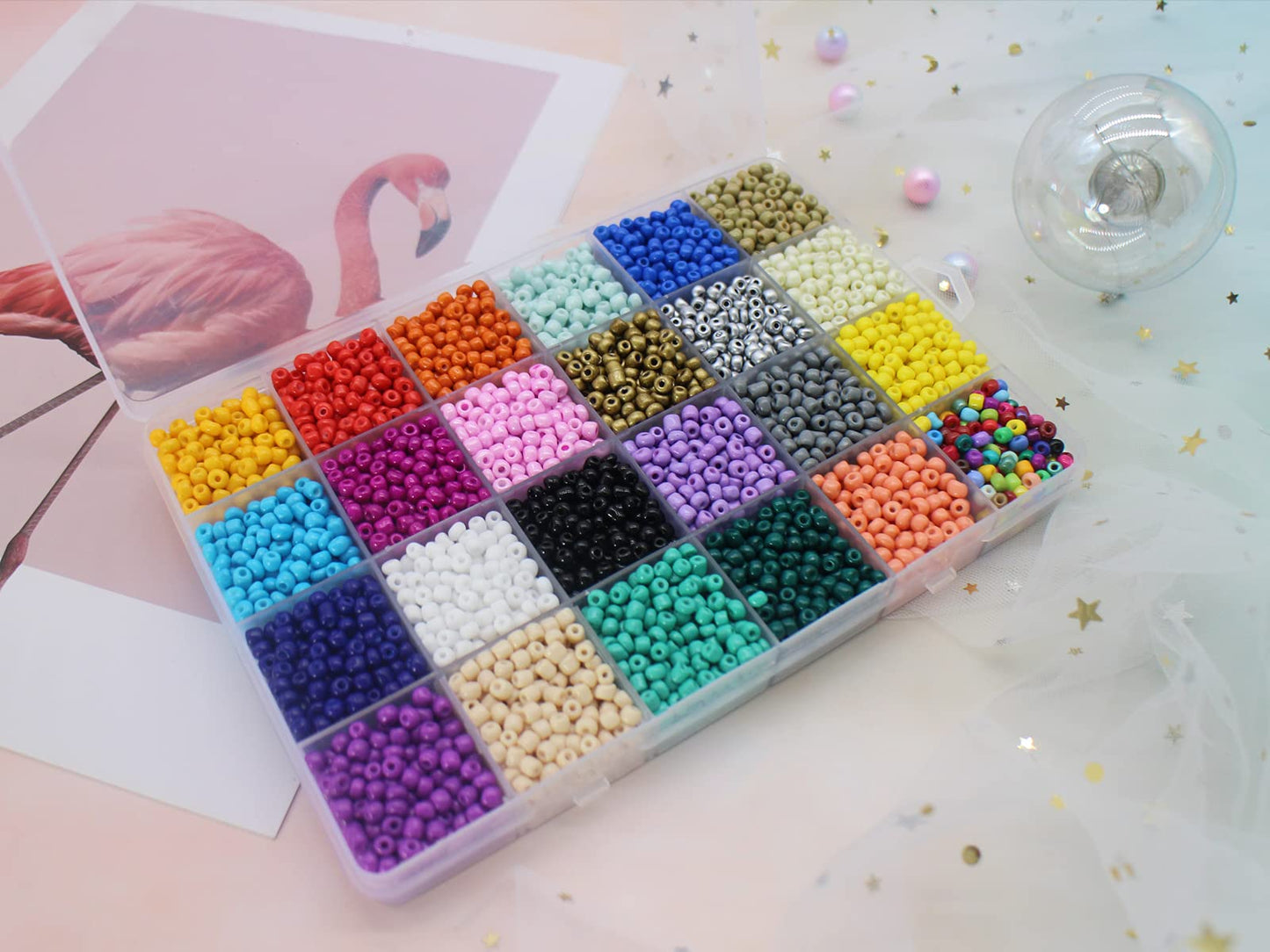 JESEP YONG 4packs Plastic Organizer Box 24 Grids Clear Storage Container Jewelry Box with Fixed Dividers for Beads Art DIY Crafts Jewelry Fishing Tackles (4pcs 24 Grids Box)