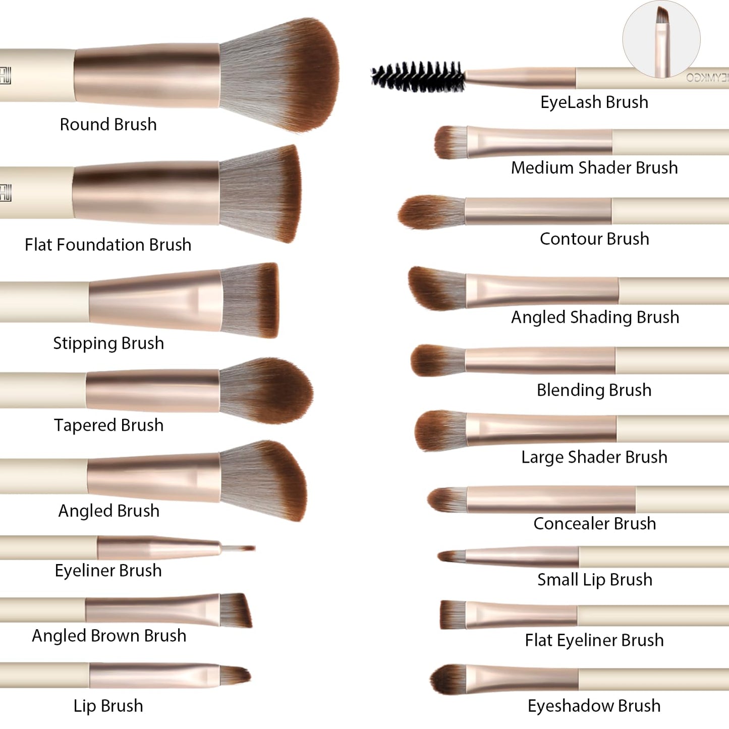HEYMKGO Makeup Brushes Set, 18pcs Professional Brushes Set with 2 Powder Puff & Travel Bag, Premium Synthetic Foundation Powder Blush Blending Face Brush Kit, Eyeshadow Set Makeup Brushes & Tools