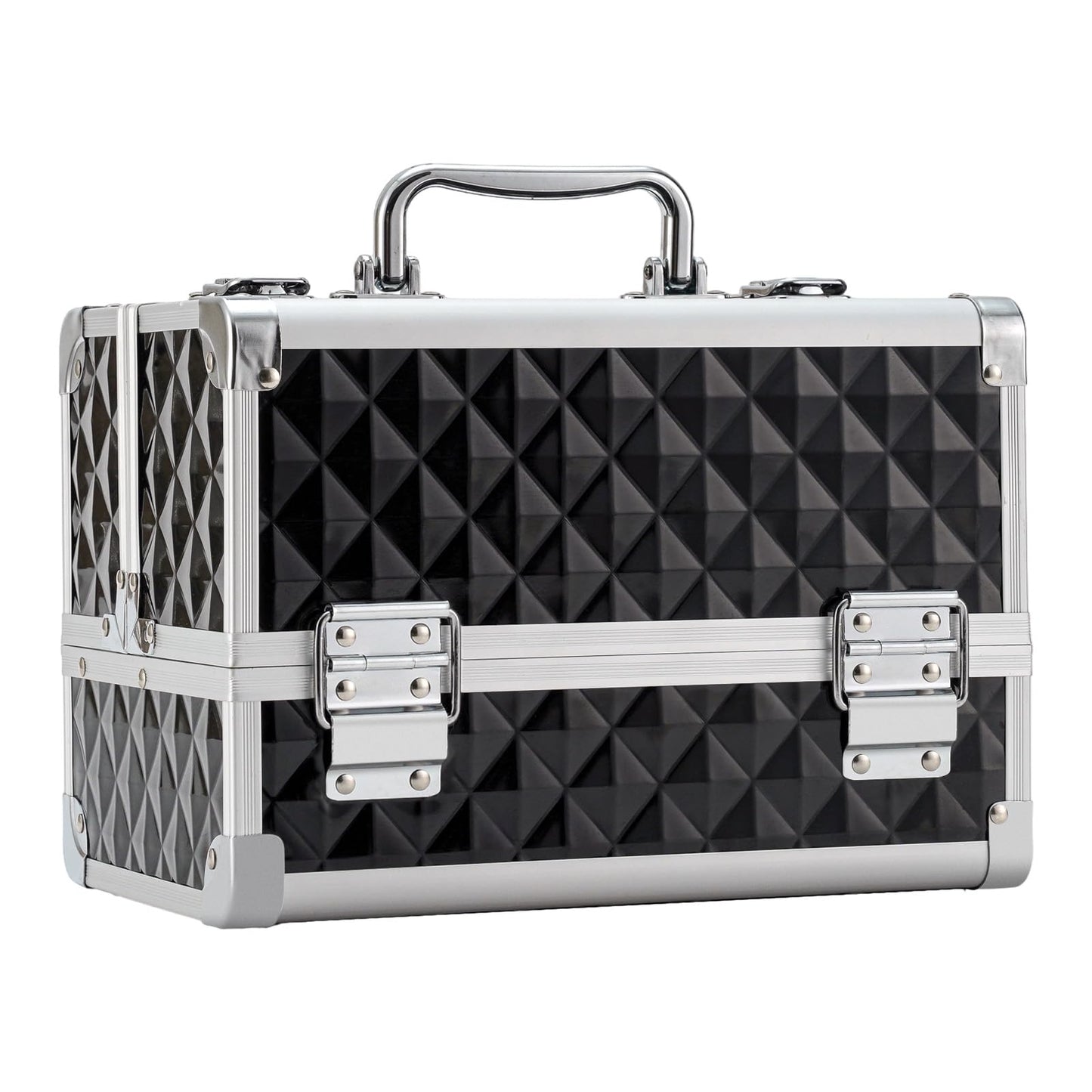 Leeora&Leekoo Makeup Train Case Cosmetic Box Portable Makeup Case Organizer 2 Trays Makeup Storage for Cosmetologist Aesthetic Supplies Nail Tech Traveling Makeup Box (Watercube)
