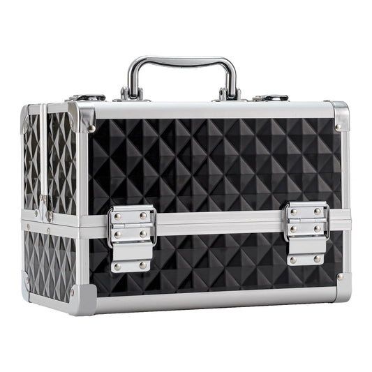 Leeora&Leekoo Makeup Train Case Cosmetic Box Portable Makeup Case Organizer 2 Trays Makeup Storage for Cosmetologist Aesthetic Supplies Nail Tech Traveling Makeup Box (Watercube)
