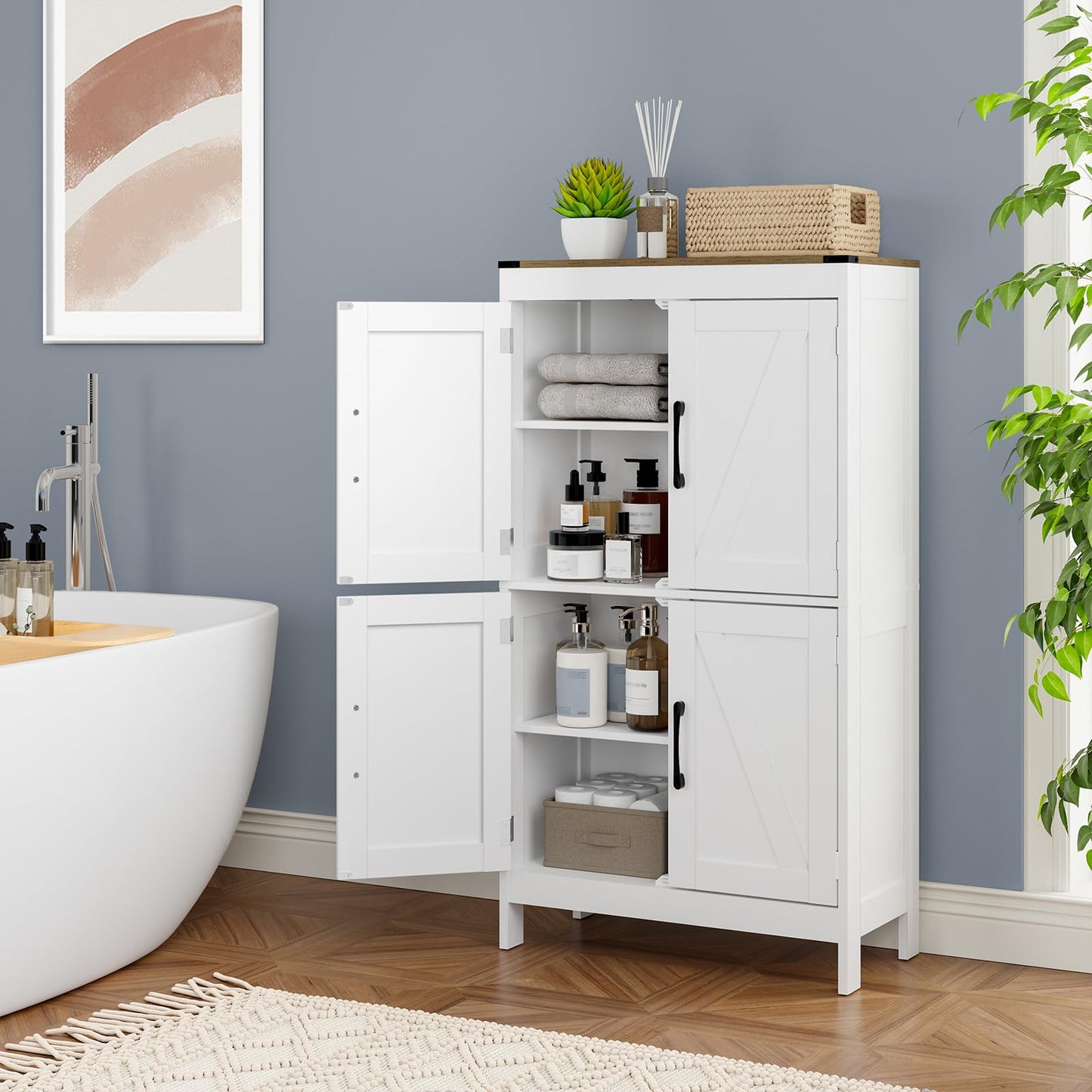 Mufico Bathroom Floor Storage Cabinet (23.63L x 11.8W x 43.3H inch)