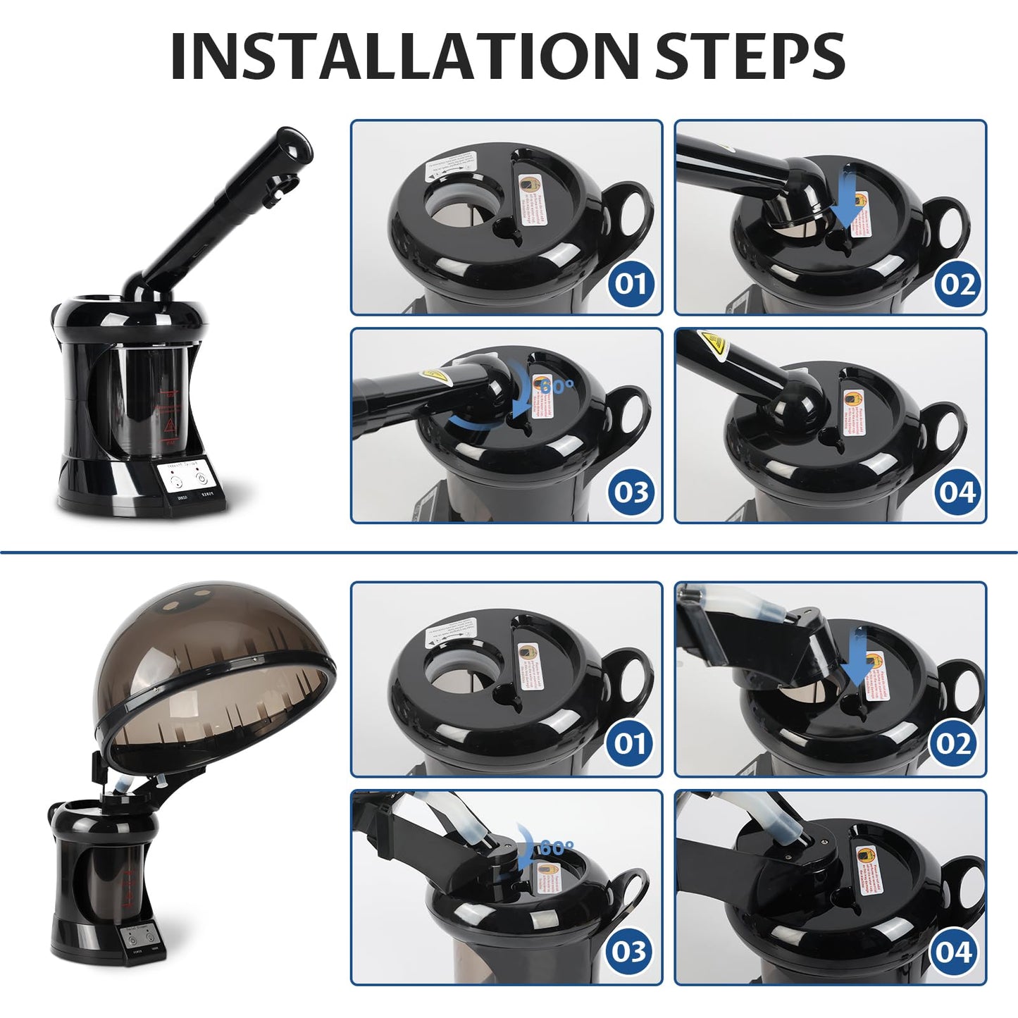 Hair Steamer, Hair and Face Steamer with Extendable Arm, Portable Tabletop Steamer, Ideal for Home Personal Care and Beauty Salon