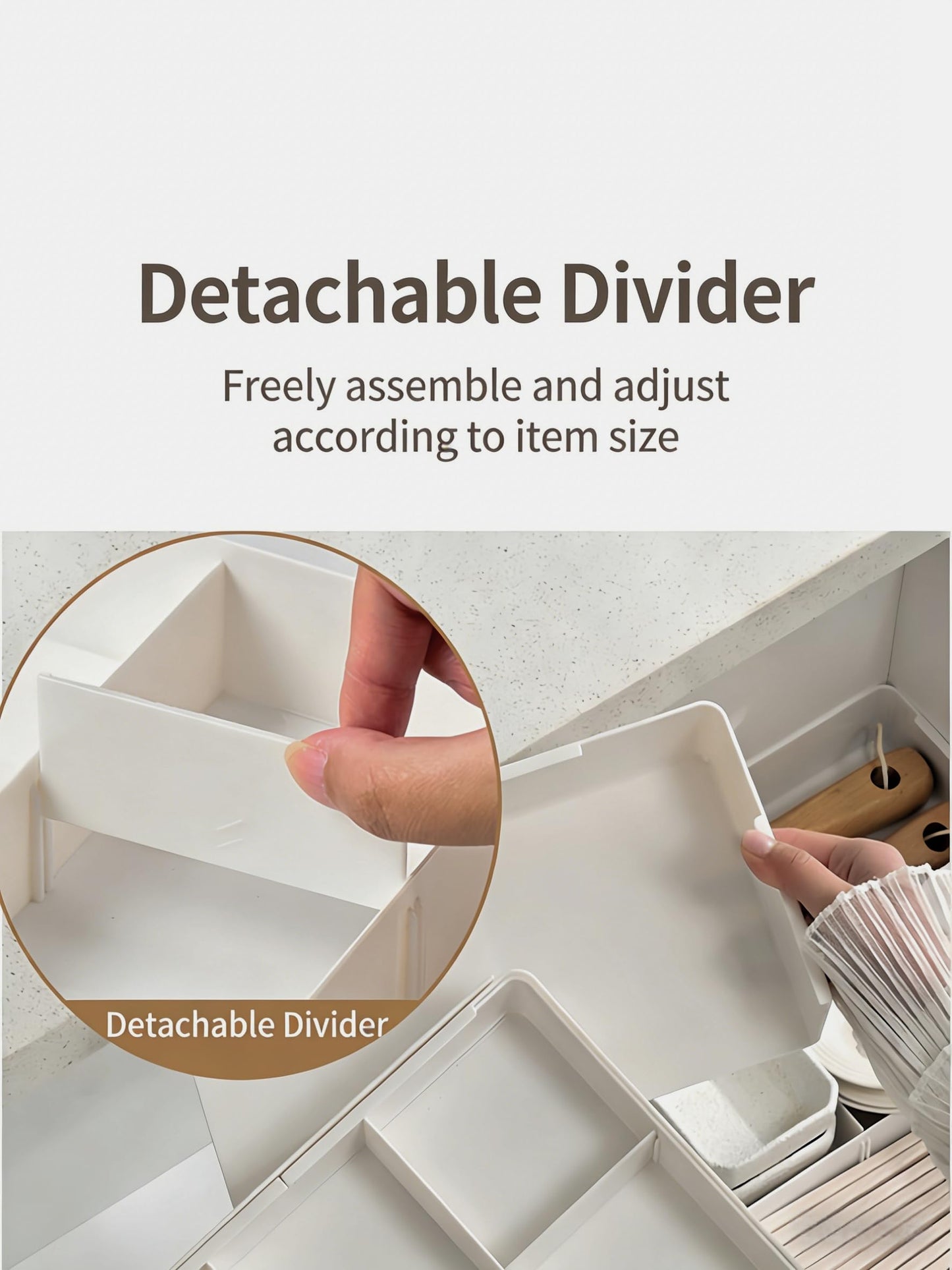 9 Compartments 4-Way Expansion Drawer Storage Box - Removable Divider for Space Saving and Organization for Cosmetics, Kitchen Utensils and Office Desk Essentials