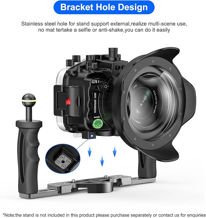 Sea frogs Underwater Camera Case Compatible with Sony A7RV for FE 24-105 F4 GOSS with Wide Angle Fisheye Lens IPX8 40m/130ft Maximum Diving Depth A7R-5 Waterproof Camera Housing for Diving A7R-V