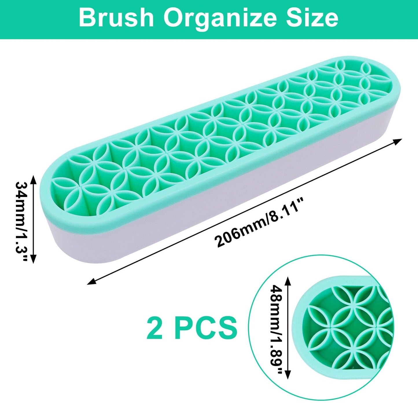 GDFYMI 2Pcs Silicone Makeup Brush Holders Green Purple Stand Makeup Brush Organizers Make Up Brushes Storage for Painting Pen Brushes Nail Clippers Drill Pens Ruler Sewing Craft Tools