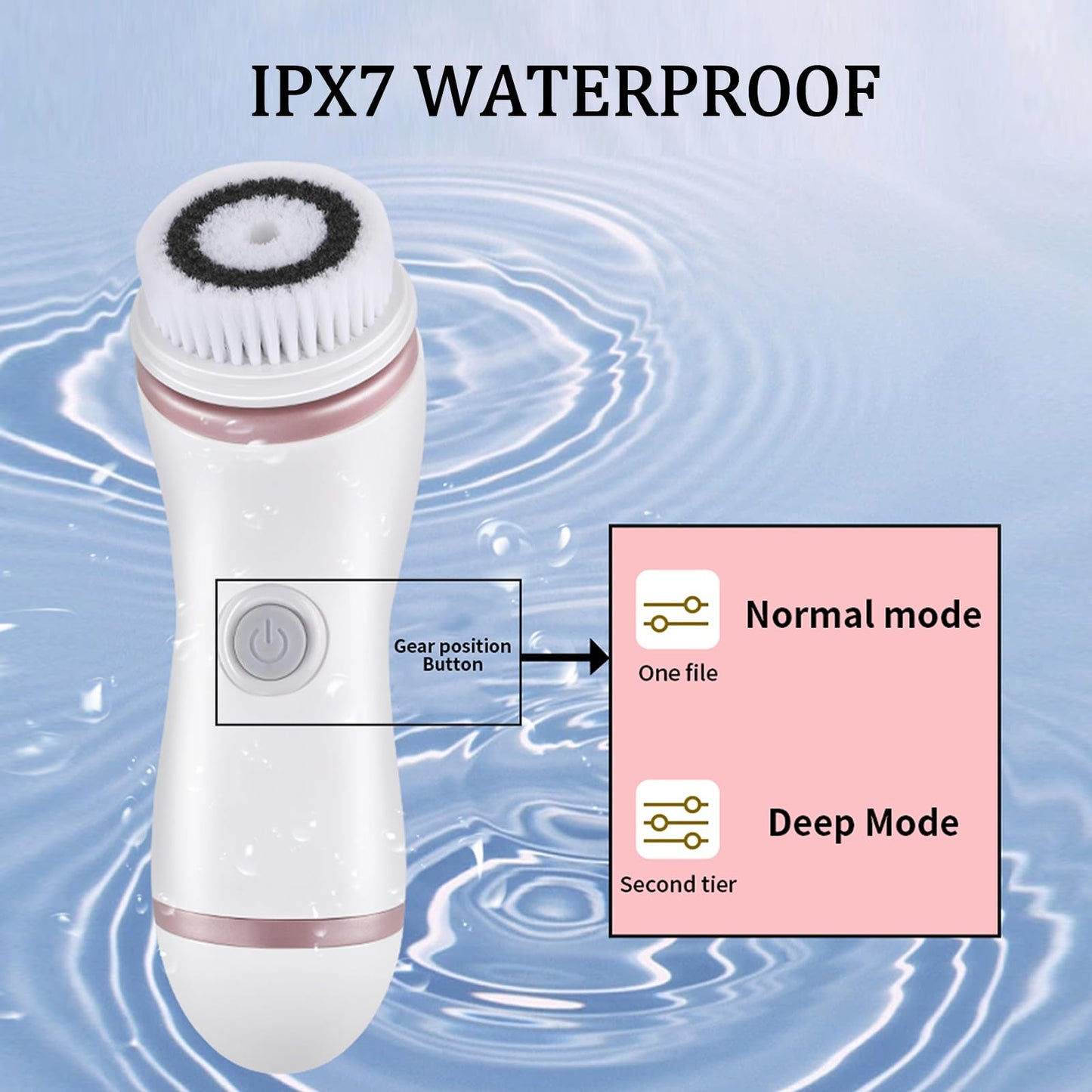 Facial Cleansing Brush, 4 in 1 Electric Face Scrubber with Travel Case and 4 Brush Heads, Waterproof Facial Cleansing Spin Brush for Gentle Exfoliation and Deep Cleaning (Pink)