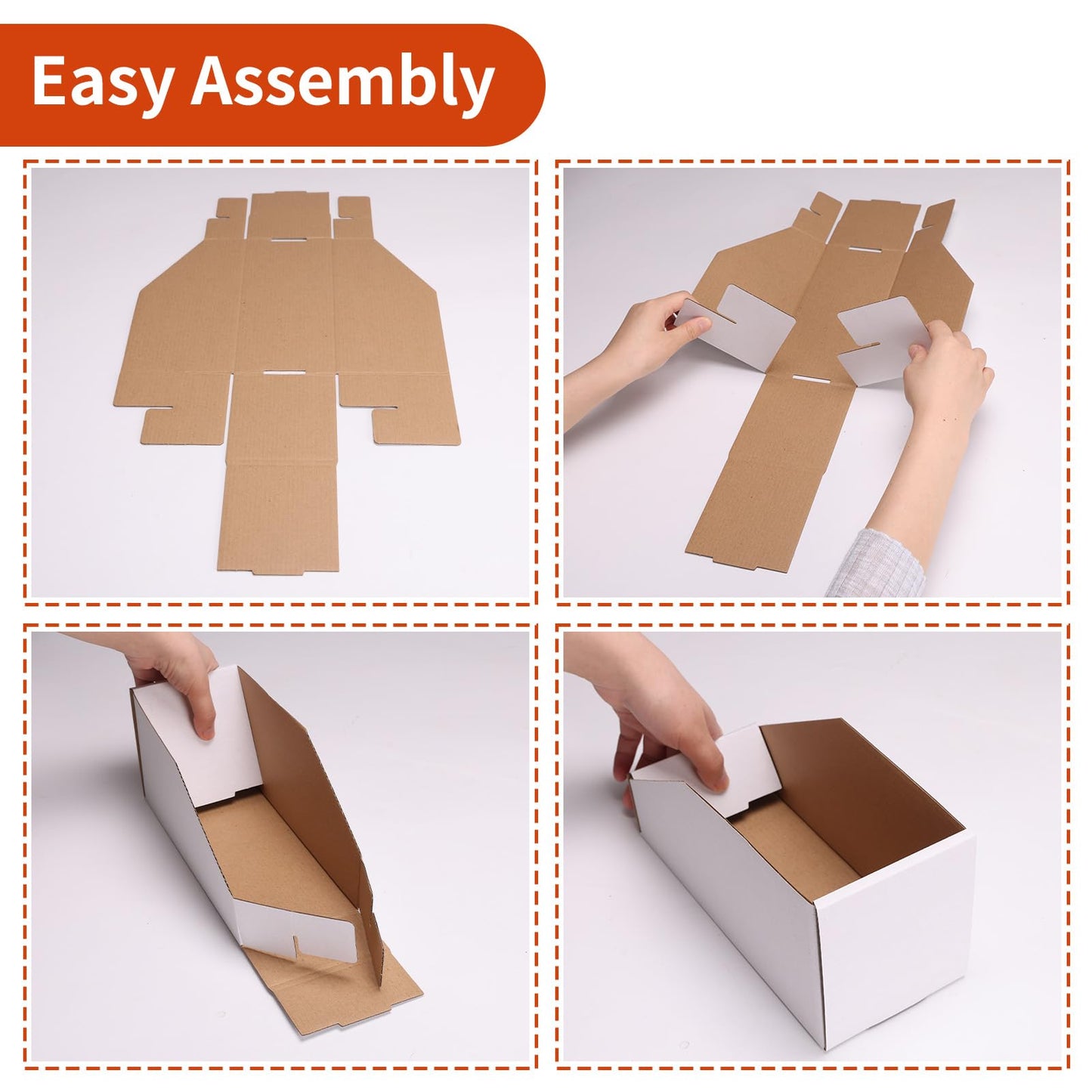 ZBEIVAN Cardboard Storage Bins Boxes 35 Packs 12x3x4.5 Inches, Easy Assembly Pantry Organizer Bins for Shelf, White