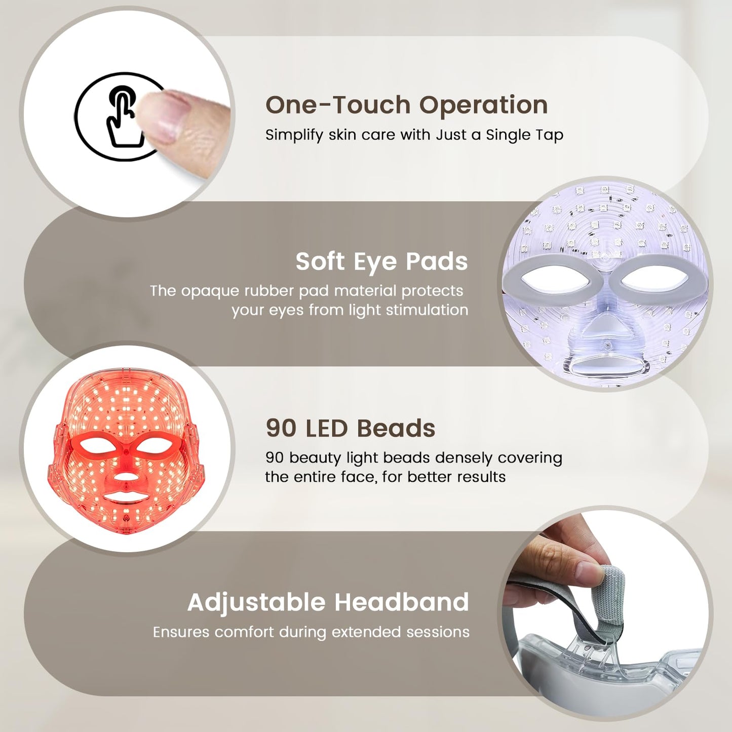 TOYHIS LED Face Mask Light Therapy,LED Light Therapy Mask for Face，Portable 7 Colors LED Facial Skin Care Mask for Home Use,Rechargeable