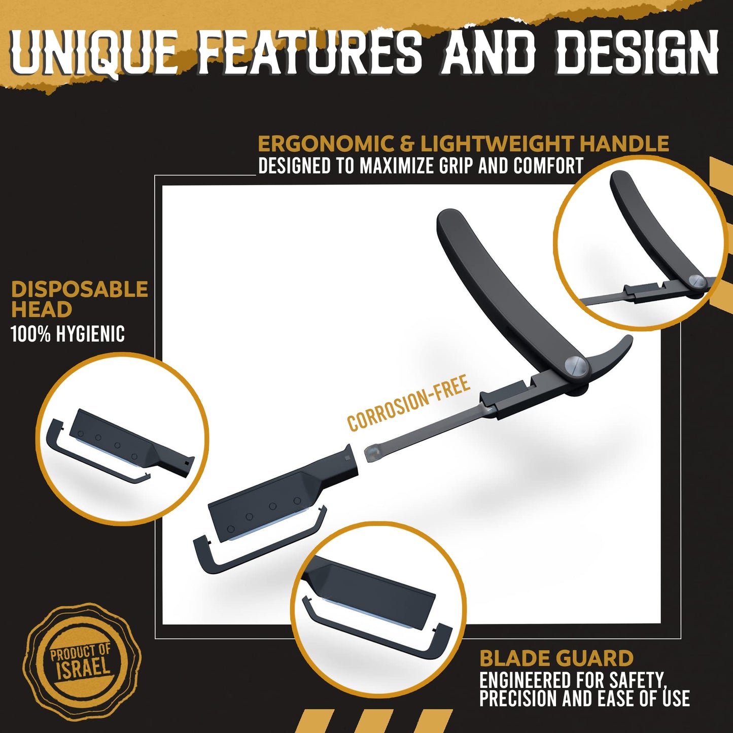 Patented Professional Straight Razors for Men - Barber Razor for Shaving with 11 Disposable Blades - Easy to Use and Replace Mens Straight Razors for Home Use, Ideal Gift for Dad by Better Barber