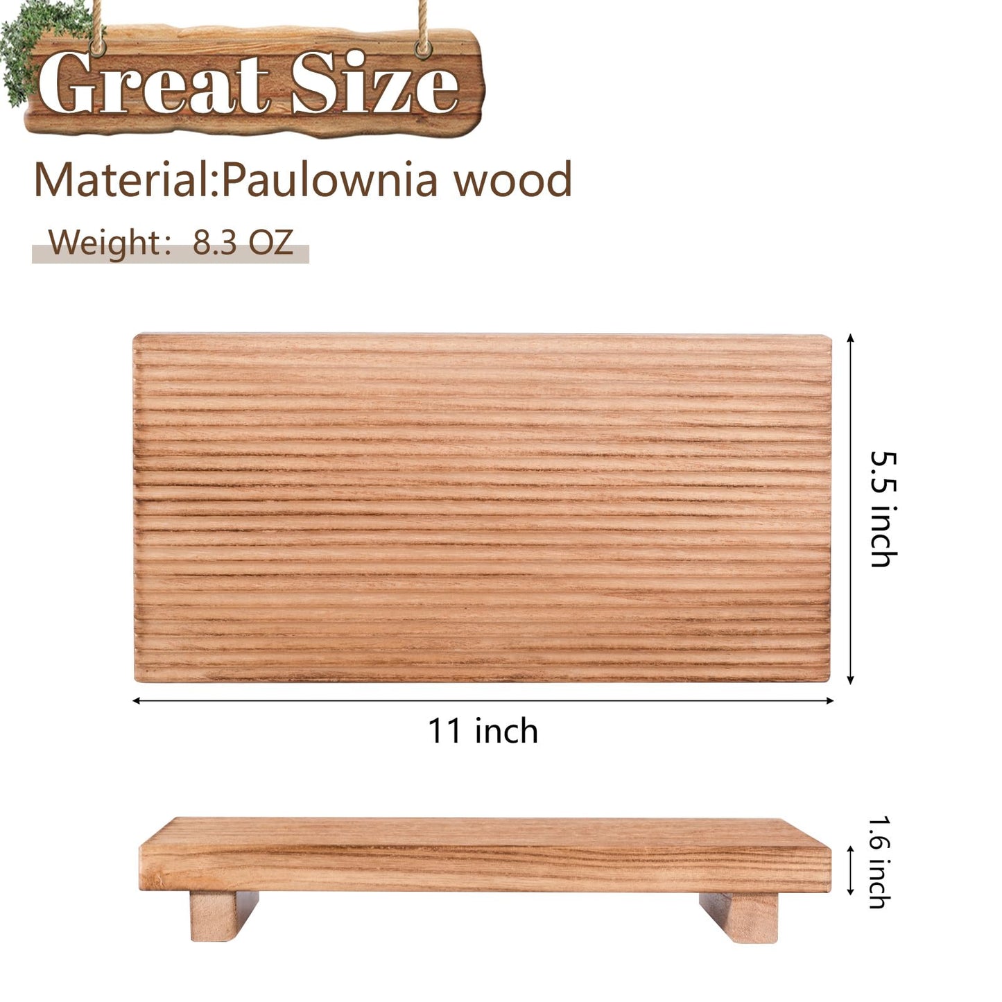 Bathroom Tray Farmhouse Decor Pedestal Stand Wood Riser Display Kitchen Accessories Soap Holder for Sink, Counter, Vanity, 11 * 5.5 Brown