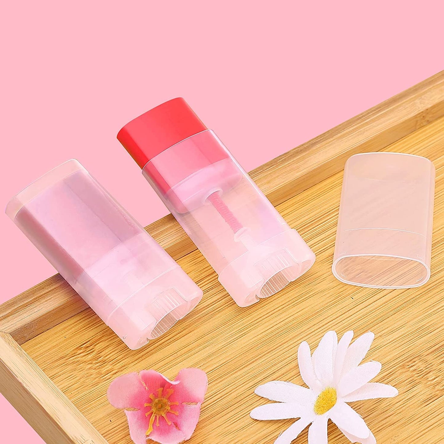 Minsily 20 PCS 15ml Clear Empty Plastic Oval Deodorant Containers Oval Lip Balm Tubes Lipstick Tubes 0.5 Oz Deodorant Sticks Tube Oval Twist-Up Tubes BPA Free for DIY Homemade Crayon Chapstick Holder
