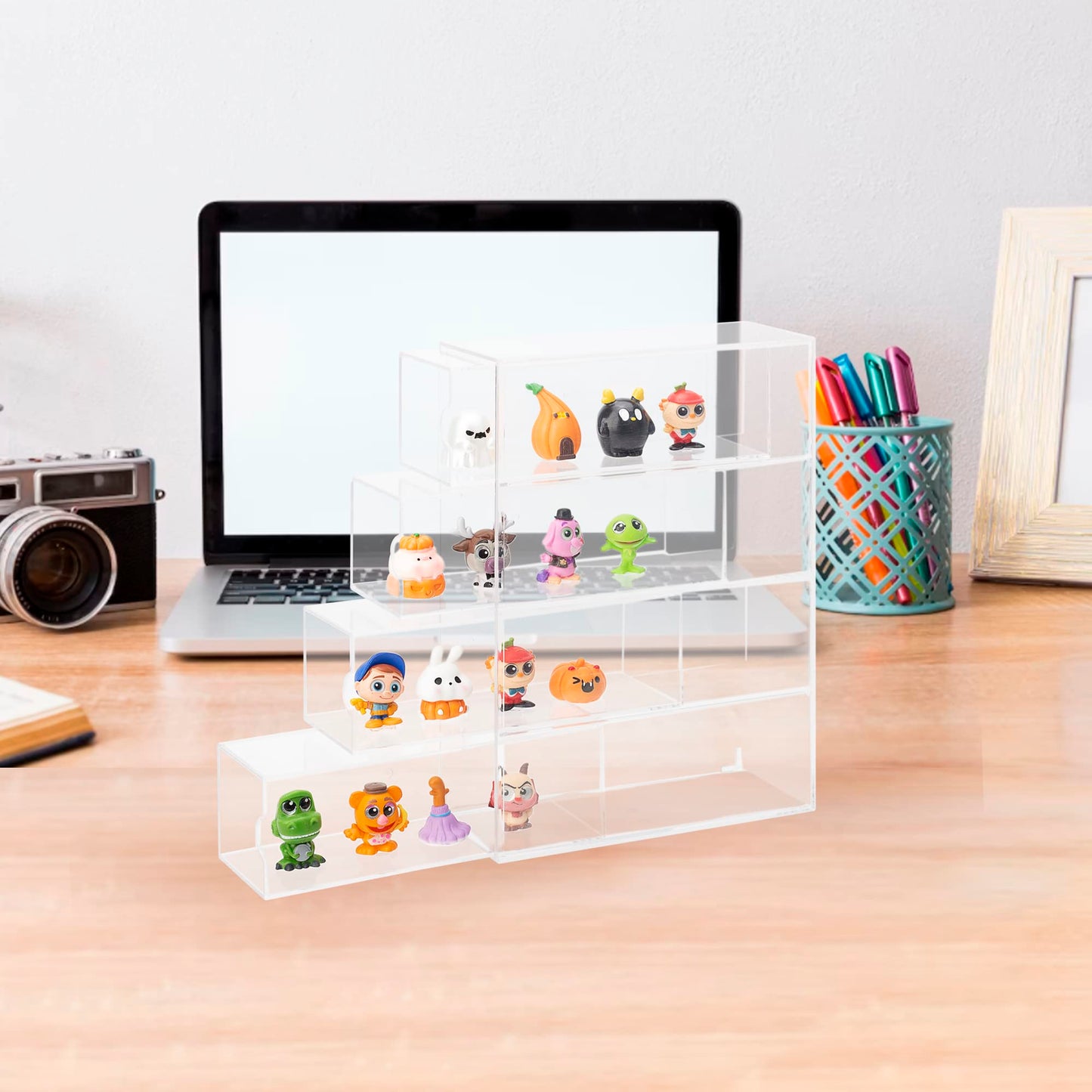 JOYMOMO Clear Display Case 4 Layer Mini Action Storage Box Cabinet Organizer for Mini Toys(Mini Toys are Not Included)