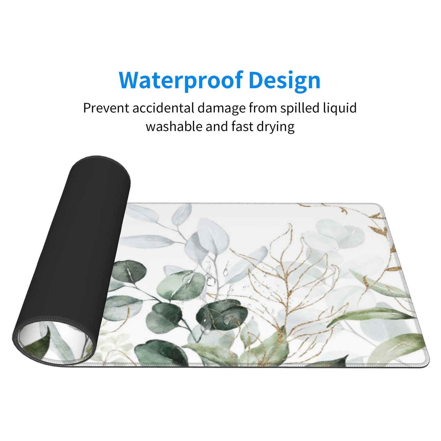Green Gold Leaves and Branches Extended Big Mouse Pad Large,XL Gaming Mouse Pad Desk Pad,31.5x11.8inch Long Computer Keyboard Mouse Mat Mousepad with 3mm Non-Slip Base for Home Office Work