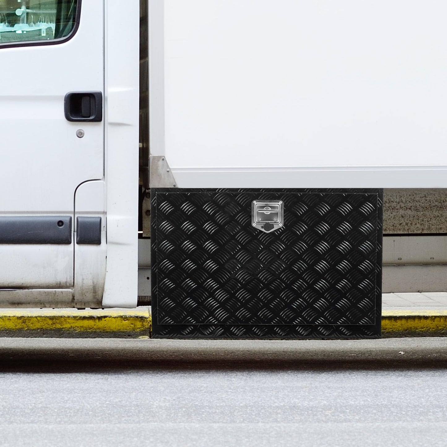 VEVOR Underbody Truck Box, 48" x 24" x 24" Pickup Storage Box, Heavy Duty Aluminum Diamond Plate Tool Box with Lock and Keys, Waterproof Trailer Storage Box with T-Handle Latch for Truck, Van, Trailer
