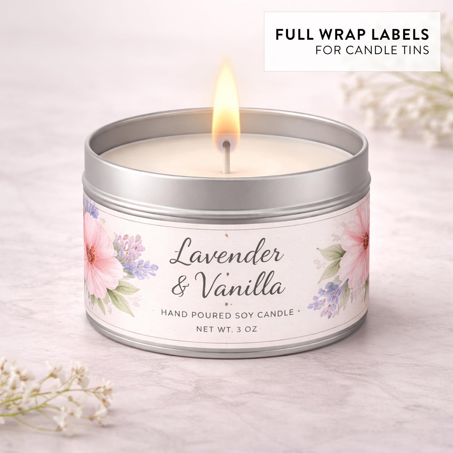 Dashleigh 1 x 5 Inch Wrap Around Labels, 70 Blank Waterproof Printable Vinyl Stickers for Jars and Bottles - 5x1 Self-Adhesive White Label Sheets for Inkjet Printer, Cosmetic, Candle, Soap, 1oz Jar