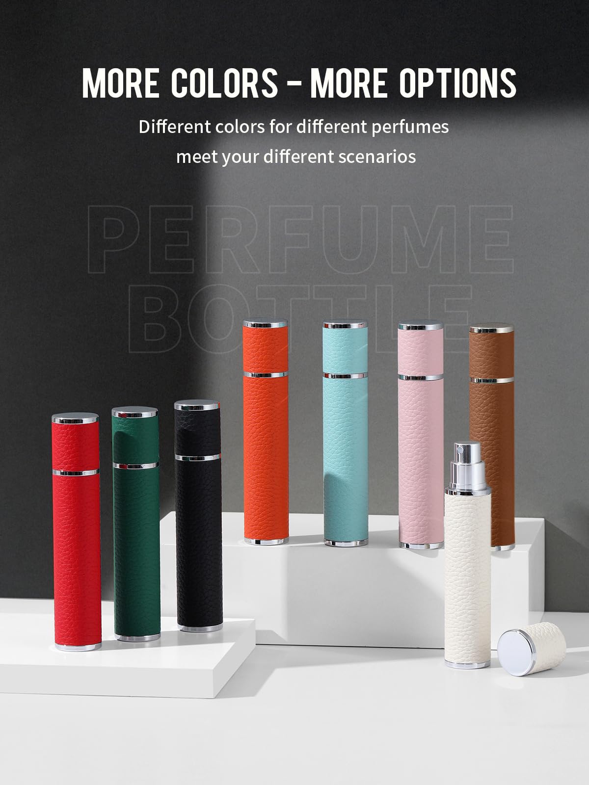 3zorqinron 10ML Genuine Leather Atomizer Sprayer for Perfume - Portable Mini Cologne Sprayer for Woman Man - Perfume Travel Refillable Bottle,Travel Essential Fragrance Spray Bottle (Black)