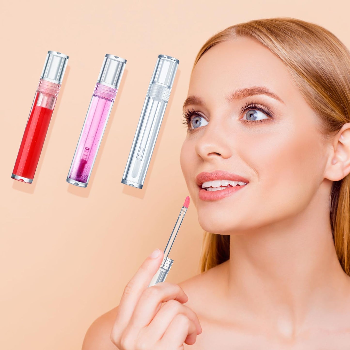 Hsei 100 Pcs Empty Lip Gloss Tubes with Wand Bulk Heavy Duty Clear Lips Balm Containers Refillable Lipstick Tubes with Rubber Stoppers for Travel Cosmetic DIY Makeup Gift Supply(5 ml,100 Pcs)