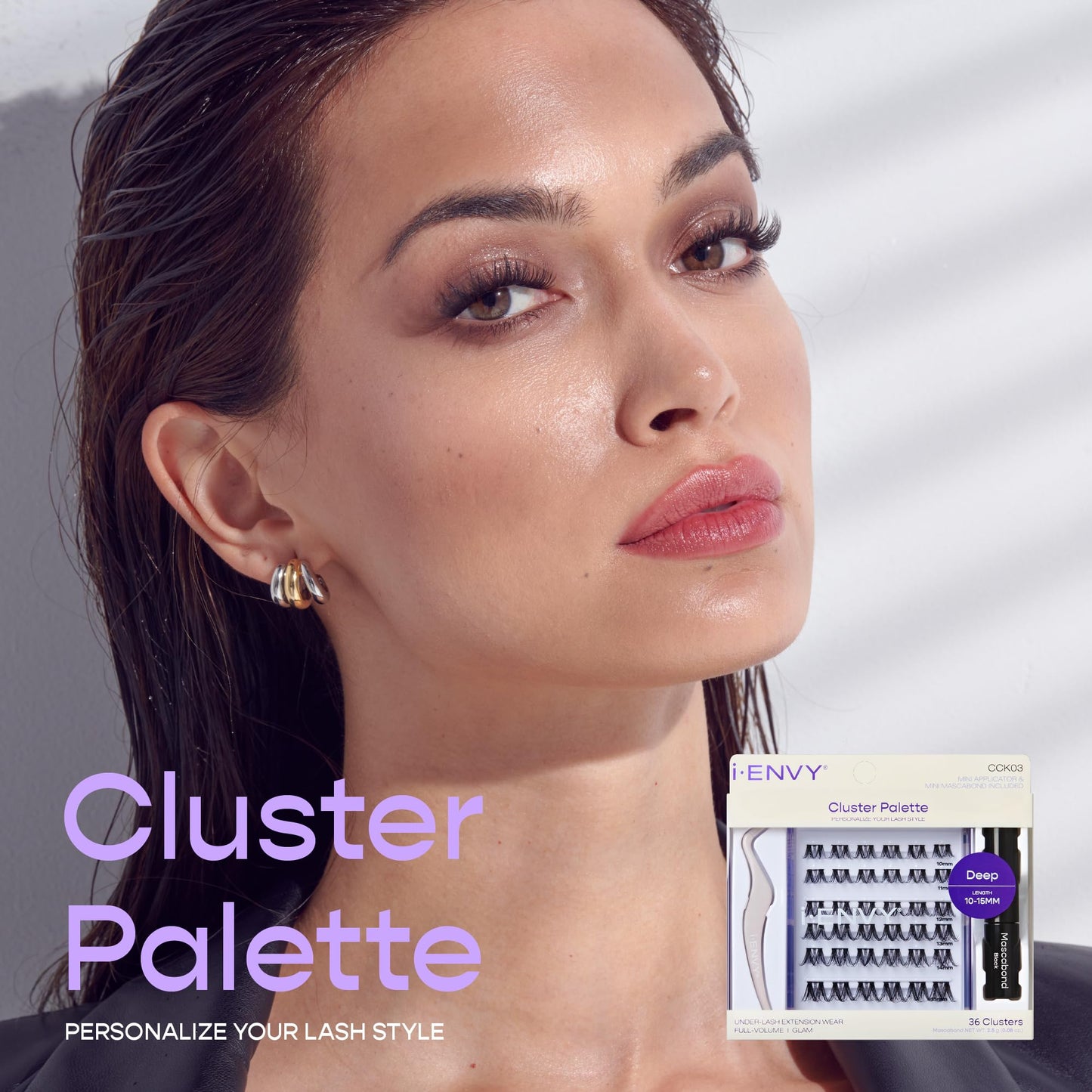 i-ENVY Cluster Palette Kit, DIY Lash Makeup, Customizable Under Lash Extension Layering All in One Convenience, Mini Applicator & Mascabond Glue Included (Deep)