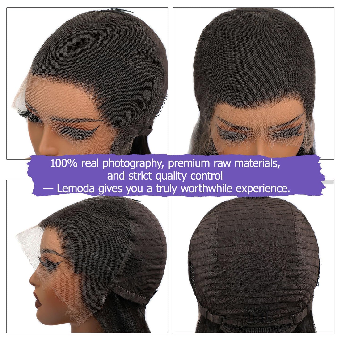 Lemoda Full 13x6 SKINLIKE Real HD Lace Wigs Straight Virgin Human Hair 20inch 200% Density 13x6 Full Lace Frontal Wigs Invisible 0.1mm Ultra-thin Frayed Ends Lace Front Wig Pre Plucked Tiny Knots