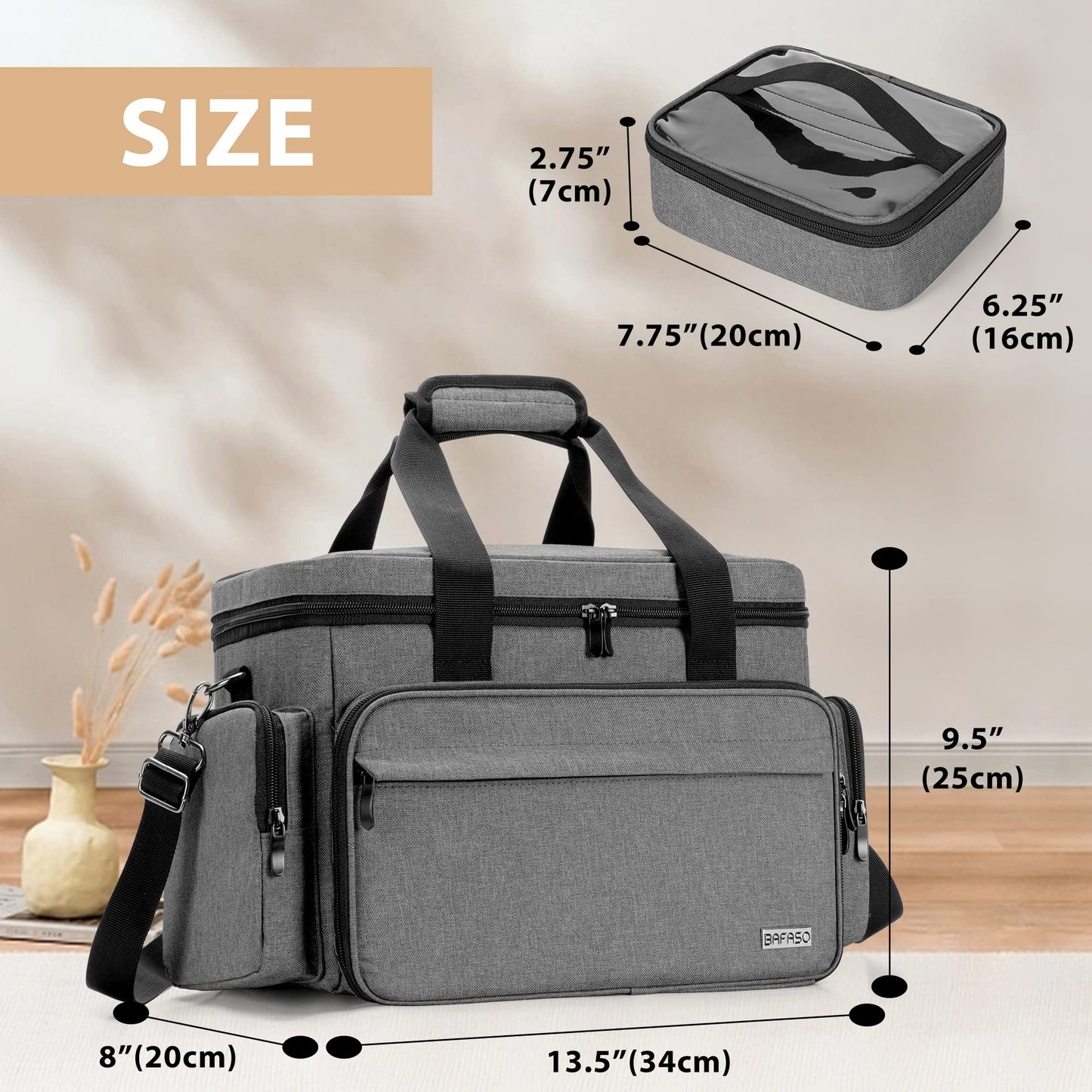 BAFASO Large Makeup Bag with 2 Removable Pouches and Detachable Dividers, Multifunctional Toiletry Bag Cosmetic Bag to Keep Makeup and Hair Supplies (Patent Pending), Gray