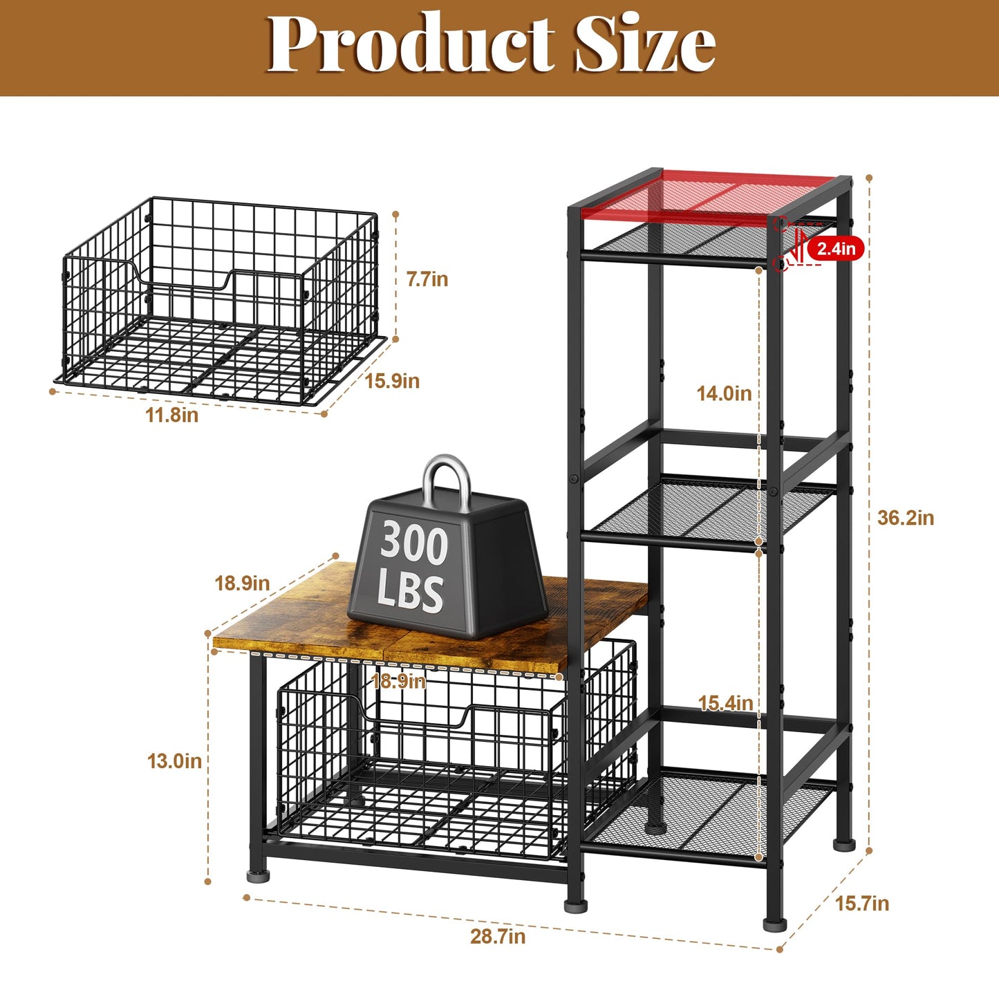 Yuyetuyo Mini Fridge Stand with Storage, Coffee Bar with Mini Fridge Space, Small Refrigerator Stand, Wine Cabinet, Kitchen Storage with Basket for Dorm, Apartment, Living Room, Office