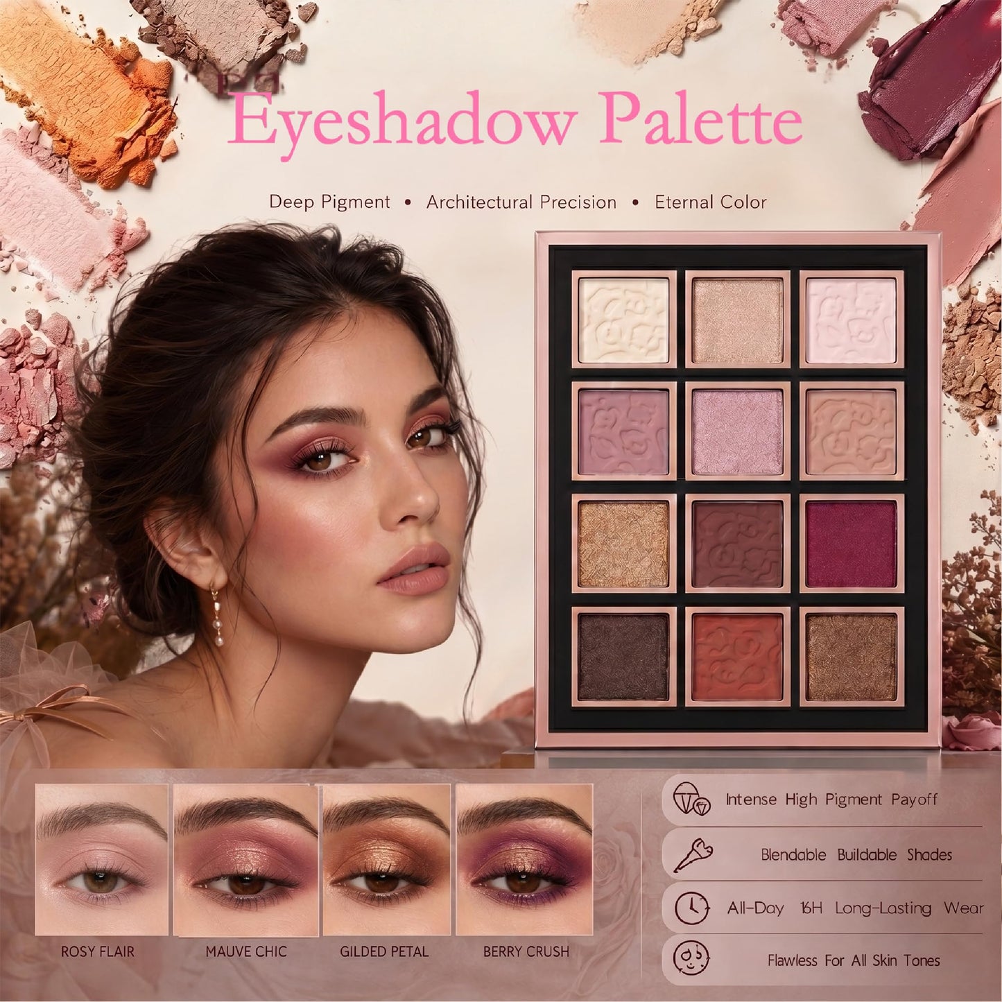 FORSEEKUP All In One Makeup Kit for Women, Travel Makeup Palette with 12 Eyeshadows, 4 Blush Shades, 4 Highlighters & 4 Matte Lip Gloss, Full Face Book Makeup Set Portable Cosmetic Kit (A)