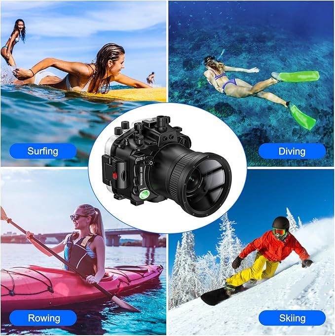 Sea frogs Underwater Camera Case Compatible with Sony A7RV for FE 16-35 F4, 28-70mm with Wide Angle Fisheye Lens IPX8 40m/130ft Maximum Diving Depth A7R-5 Waterproof Camera Housing for Diving A7R-V
