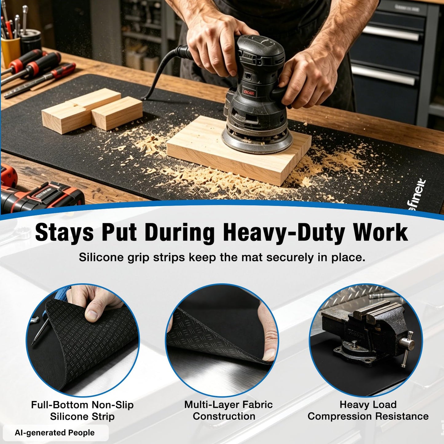 Workbench Mat 60"x24", 0.16"(4mm) Thicken Anti-Slip Tool Box Top Mat, Scratch-Resistant Work Pad to Protect Your Work Bench Top, Rolling Large Worktable Pad Cover for DIY Craftsman Carpenter Repairman
