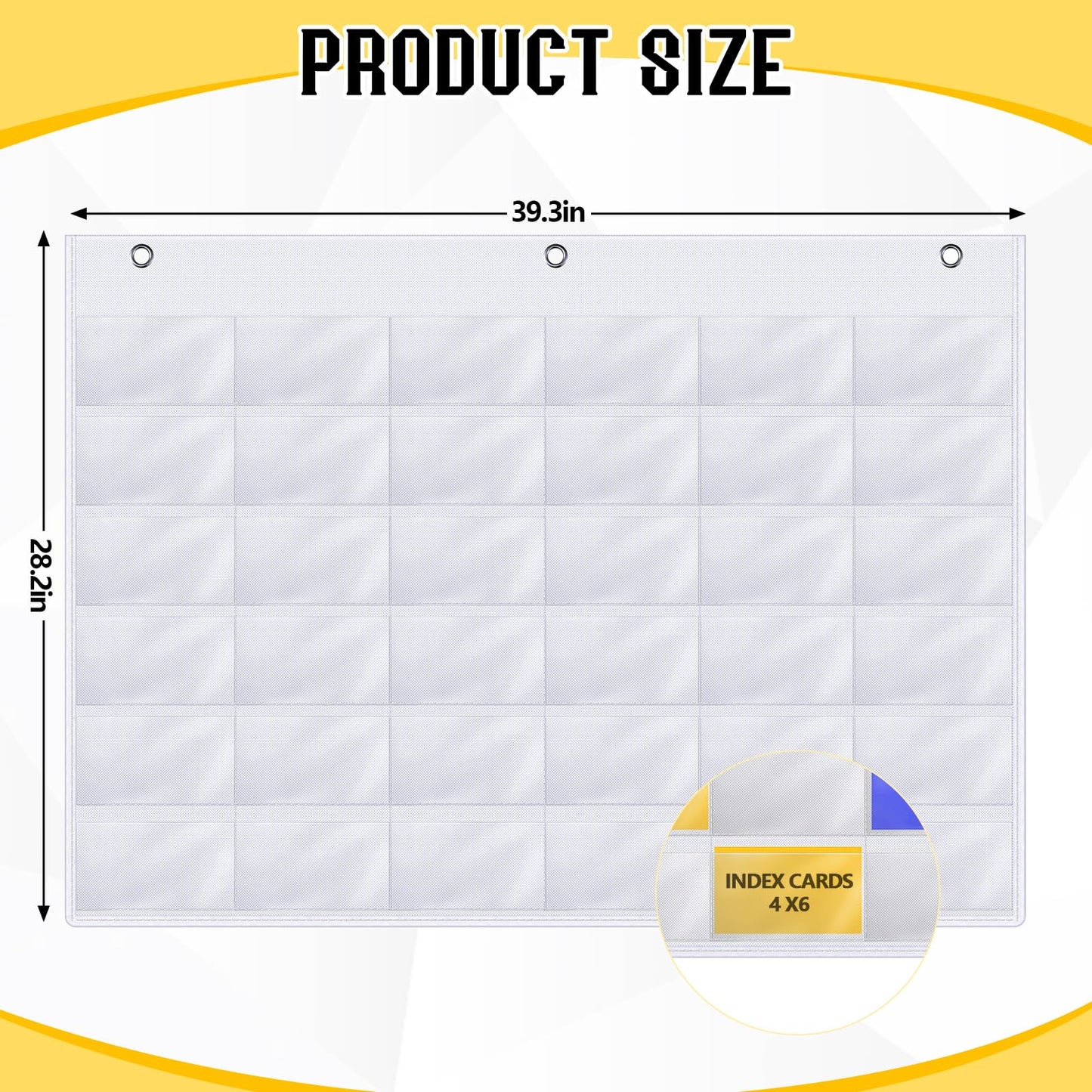 Fullhawl 2 Pcs Business Card Index Card Holder Sleeve Slots Organizer Hanging Wall Mount Pocket for Office, Home Studying, Organizing Pocket Chart (4" x 6" 36 Slots)