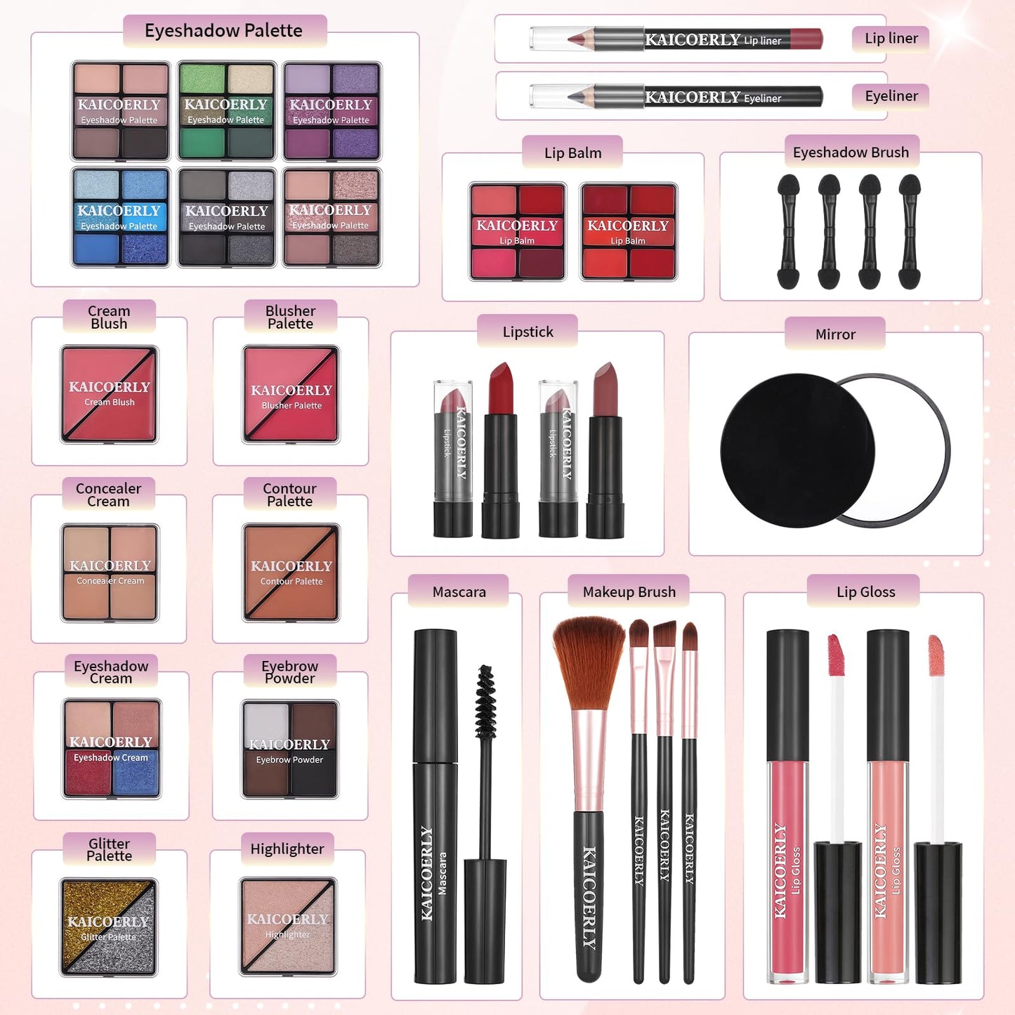 Makeup Kit for Women Girls, Fashionable Make Up Present Set for Beginners Professionals Traveler with Case, Makeup Essential with Eyeshadow Palette, Lip Gloss, Mascara,Foundation Face Primer(Purple)