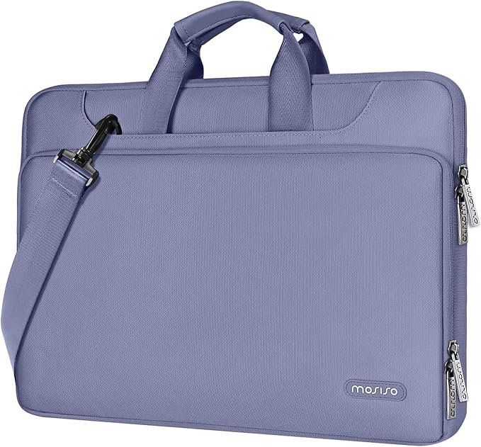 MOSISO 360 Protective Laptop Shoulder Bag Compatible with MacBook Air/Pro, 13-13.3 inch Notebook, Compatible with MacBook Pro 14 inch M5 M4 M3 M2 M1,Matching Color Sleeve with Belt, Lavender Gray