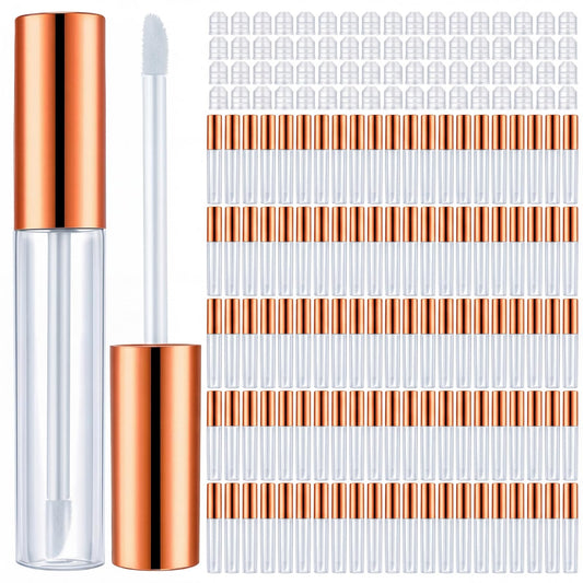 Nuanchu 100 Pcs 10 ml Empty Lip Gloss Tubes, Small Lip Gloss Containers Clear Plastic Mini Refillable Balm Containers Bottles with Wand and Rubber Inserts DIY Makeup