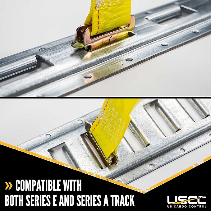 US Cargo Control E-Track Cam Buckle Straps (10-Pack), 2 Inch x 12 Foot E Track Straps with Cam Buckle and Spring E-Fittings, 2,500 LBS Break Strength, Easy-to-Use Tiedowns in Vans and Trailers