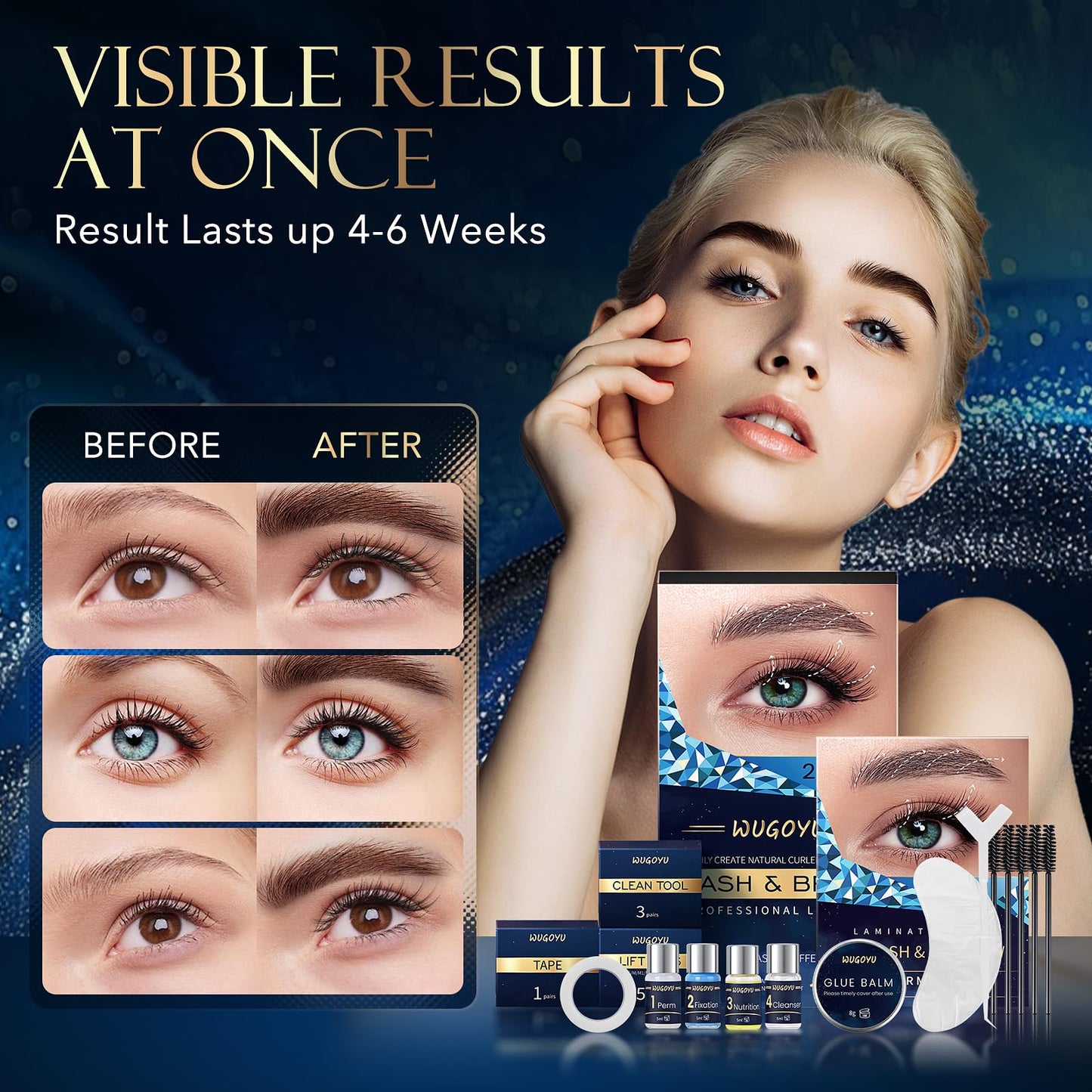 Lash Lift Kit, Eyebrow Lamination Kit, Eyelash Perm Kit, Professional Eyelash & Brow 2 in 1 Perm Kit, 2026 Eyelash Lift Kit Glue Upgraded Version Lasting Effect 6 Weeks, Suitable for Salon & Home Use