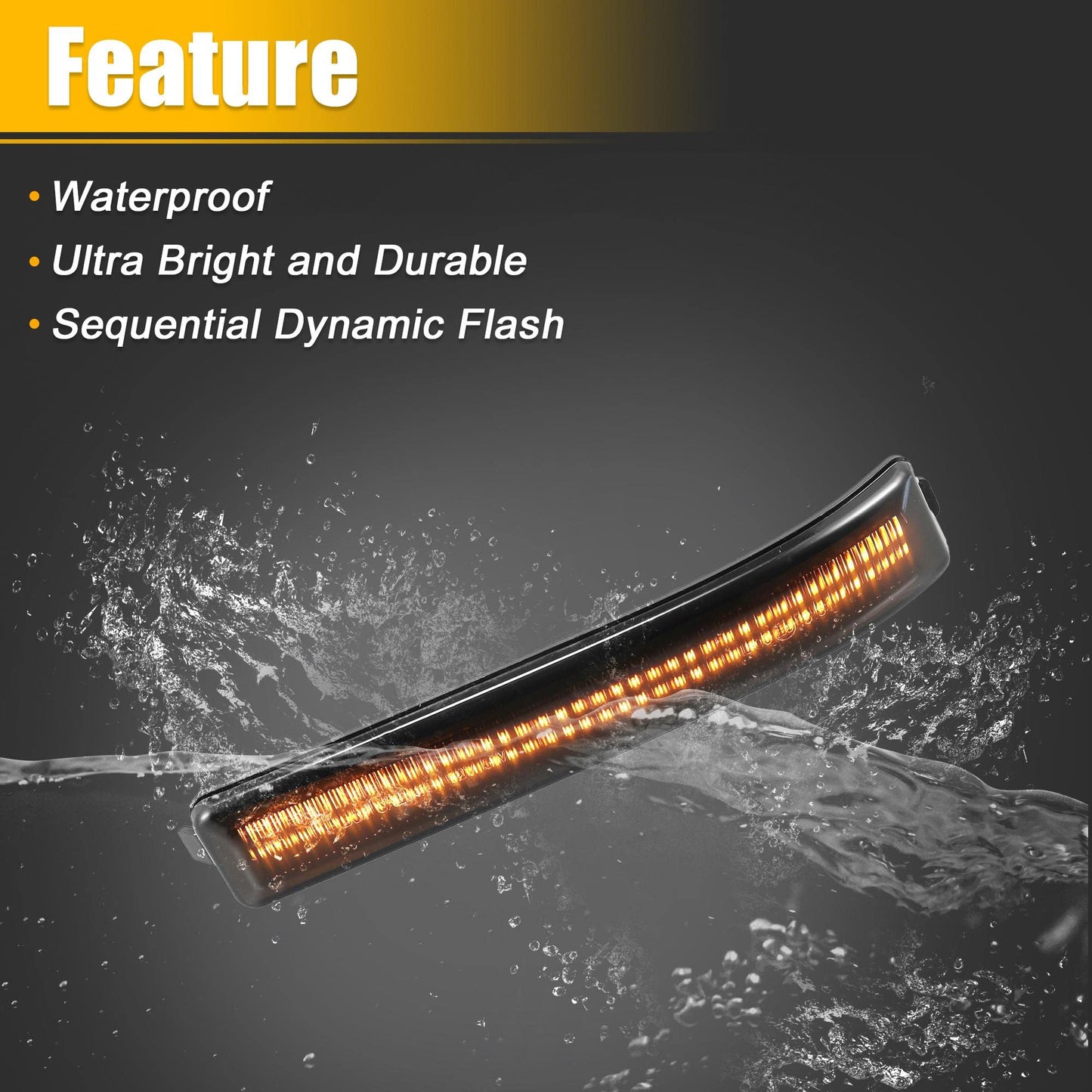 X AUTOHAUX LED Turn Signal Light Assembly for Ford F-150 2009-2014 9L3Z-17E749-AA Rear View Mirror Side Marker Lights Reflector Indicator LED Turn Signal Lamp Assembly Amber Light 2pcs