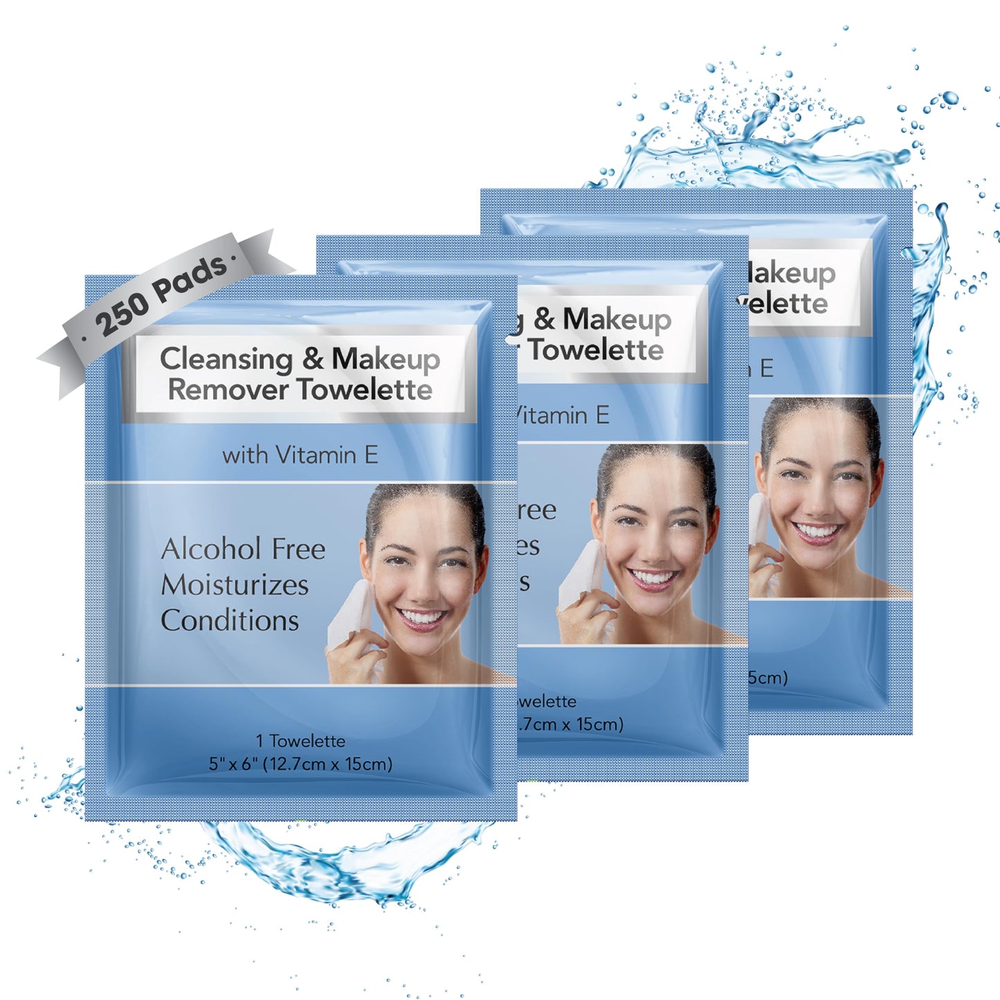 Diamond Wipes Makeup Remover Wipes, Alcohol Free Facial Cleansing Wipes with Vitamin E, Case of 250 Face Wipes