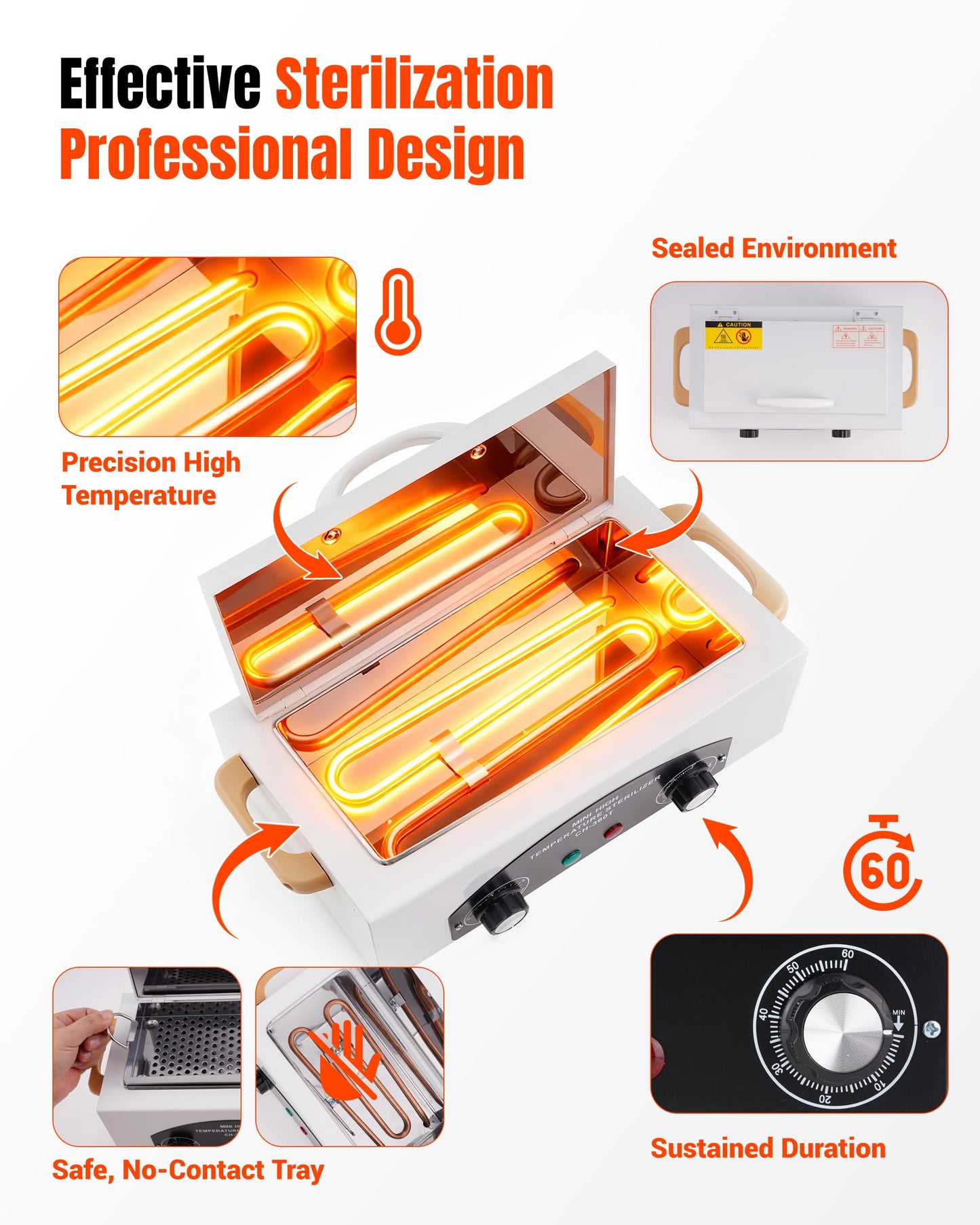 High-Temperature Cleaning Box for Metal Tools, 1.5L Capacity with Adjustable Timer 110V 300W, 122℉-428℉ Cleaning Cabinet for Nail Salons, Barbers & Home Use