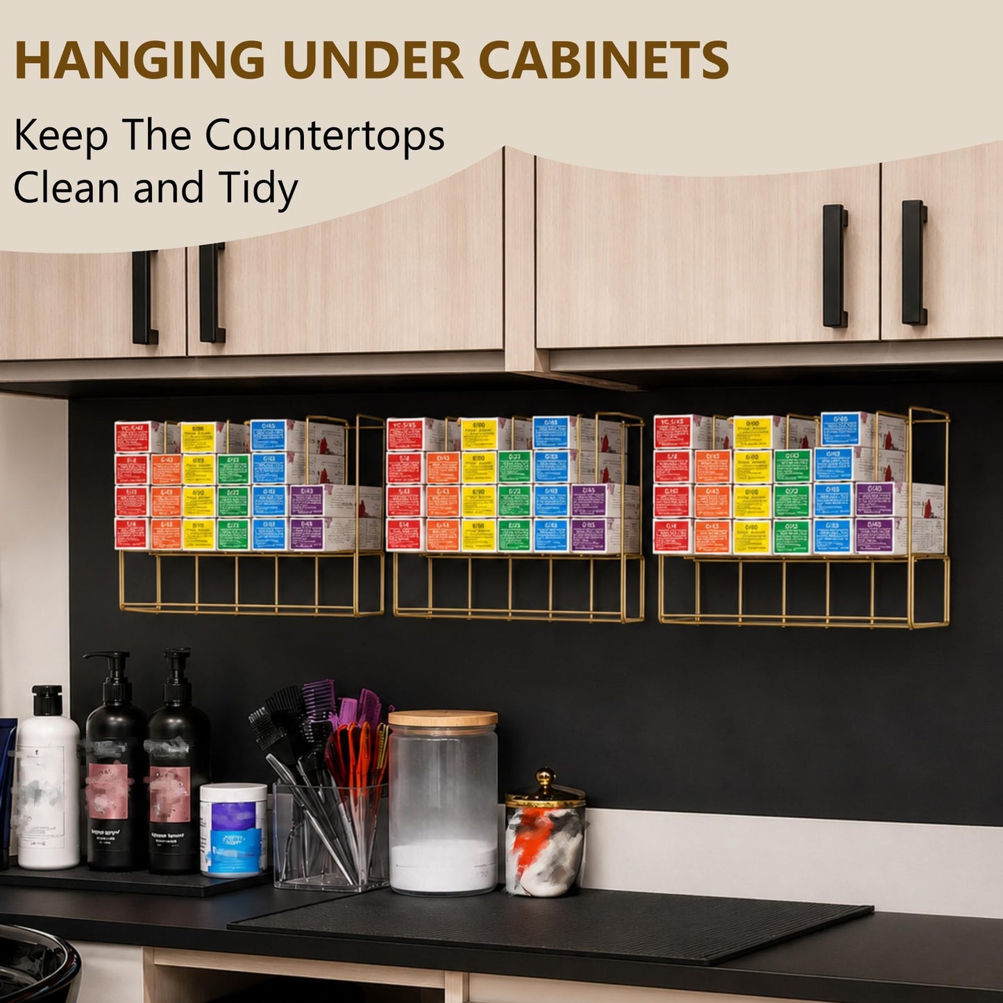 Meudid Hair Color Organizer for Salon - 2 PCS Metal Hair dye Tube Racks Storage Wall Mounted Cabinet Available