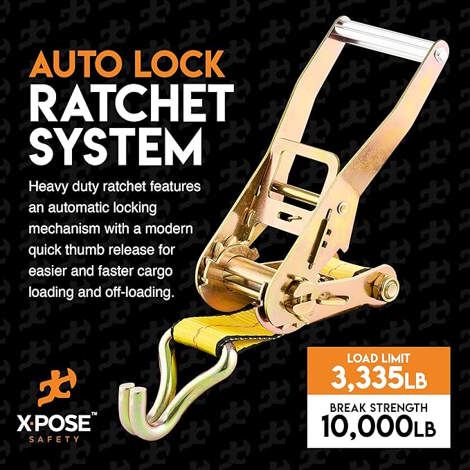 Ratchet Straps Heavy Duty 2" x 27' – 10,000 lbs Break Strength Tie Down Straps with Double J Hooks, Ratcheting Cargo Straps for Truck, Trailer, Kayak, Motorcycle & Moving – 10 Pack