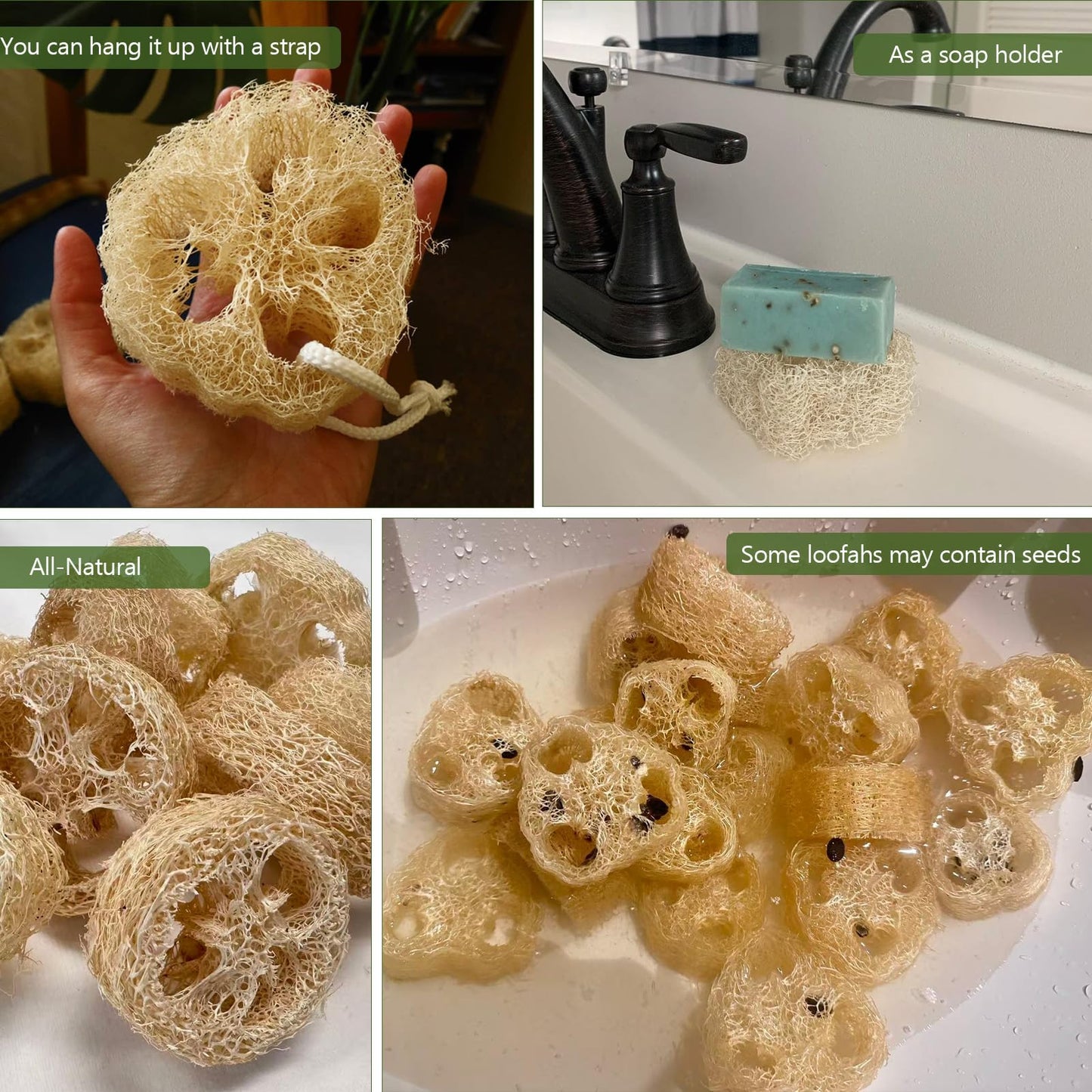 Natural Loofah Sponge for Soap Making, 20 Pack Organic Loofahs Slices Cuts Set, Loofa Exfoliating Body Scrubber, Shower Sponge Luffas for Women and Men