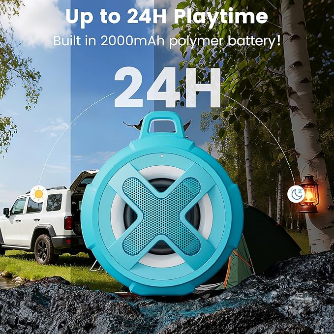 XLEADER X8(2 Gen) Upgraded, Bluetooth Shower Speaker, Certified IP67 Waterproof, 10W Pro Sound &Deep Bass, 24Hrs Playtime, Stocking Stuffers for Teens Women Men, White Elephant Gifts