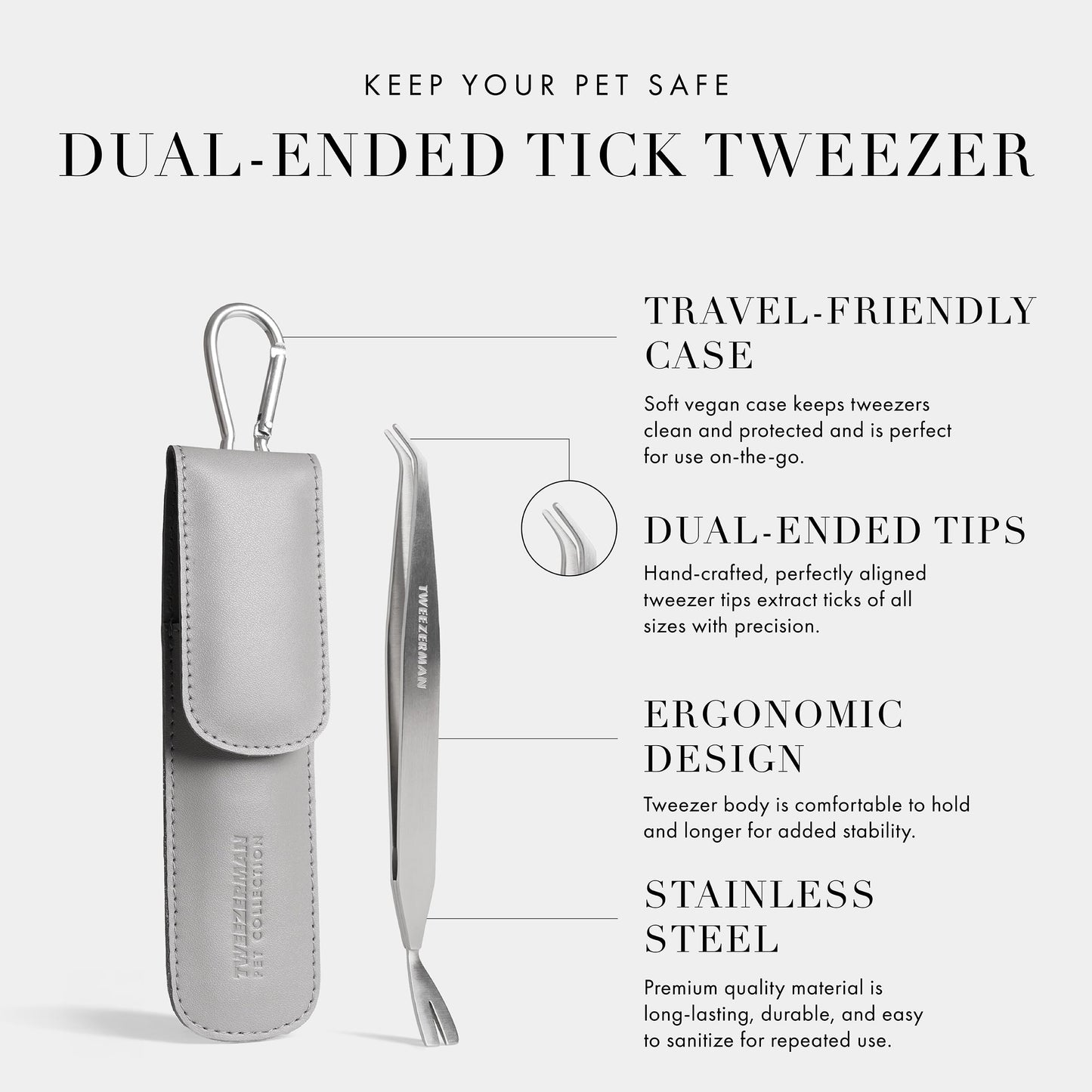 Tweezerman Precision Dual-Sided Tick Removal Tweezer & Case