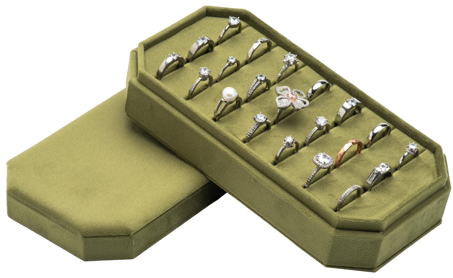 COWFEX Velvet Ring Organizer Display Tray Jewelry Box Earring Holder Case