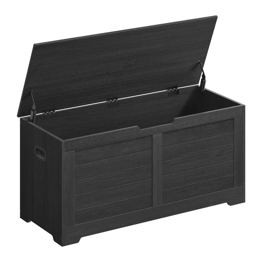 VASAGLE Storage Chest, Storage Bench with 2 Safety Hinges, Farmhouse Style, 15.7 x 39.4 x 18.3 Inches, for Entryway, Bedroom, Living Room, Charcoal Gray ULSB061B01